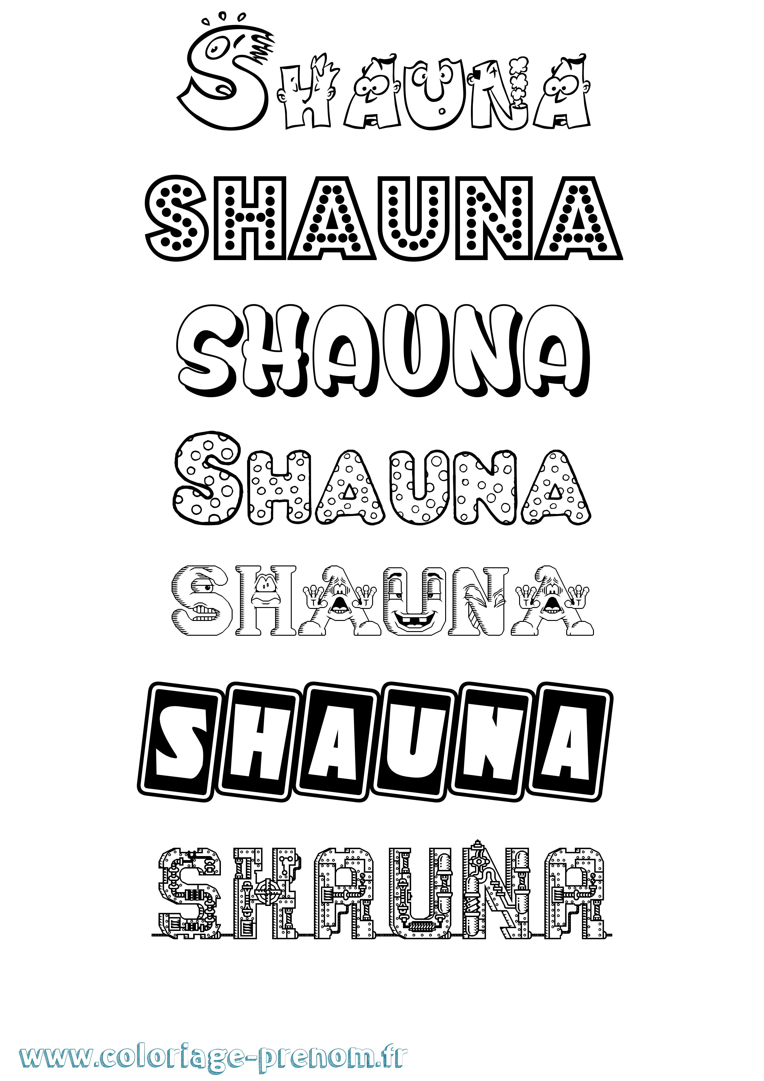 Coloriage prénom Shauna Fun
