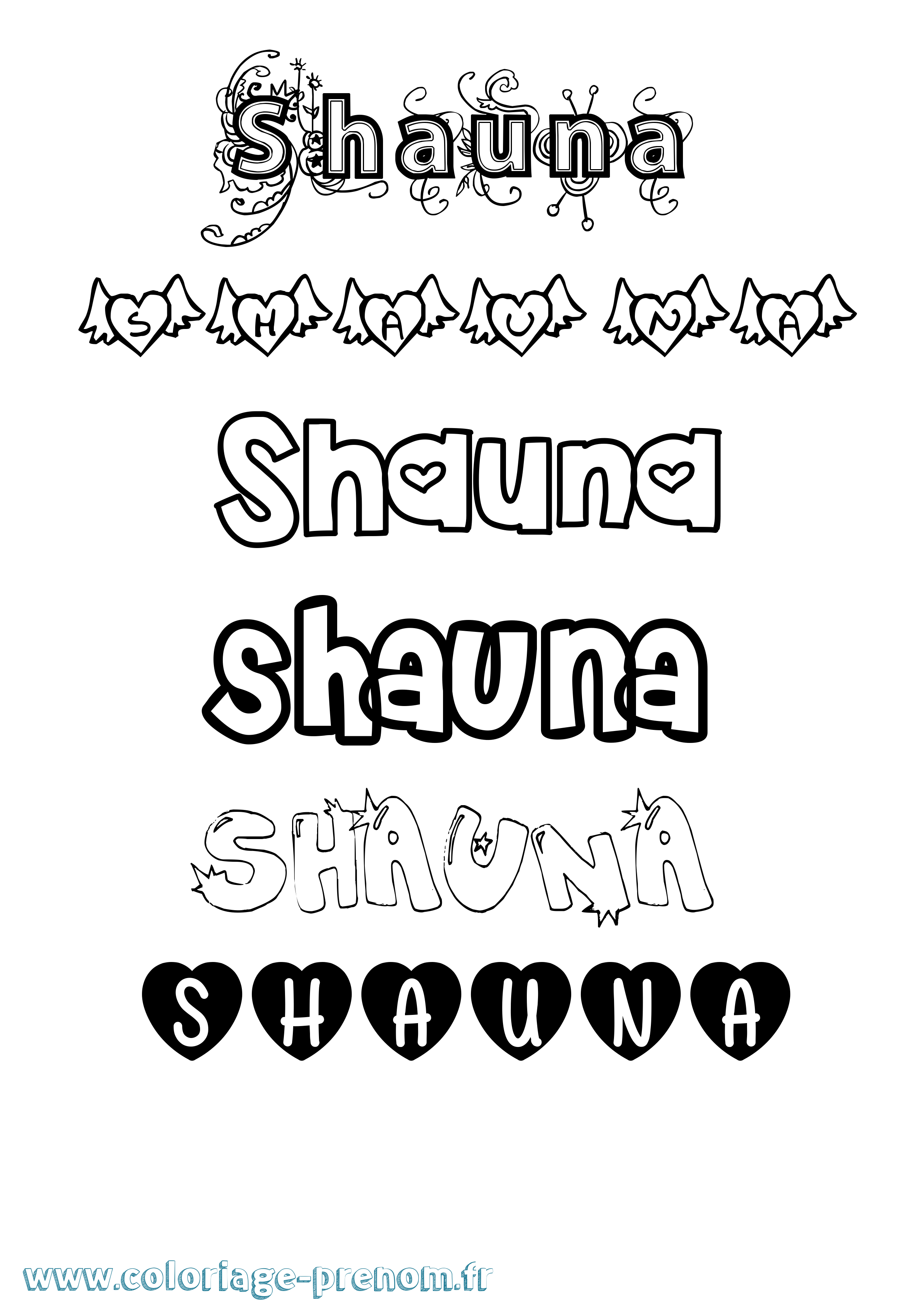 Coloriage prénom Shauna Girly