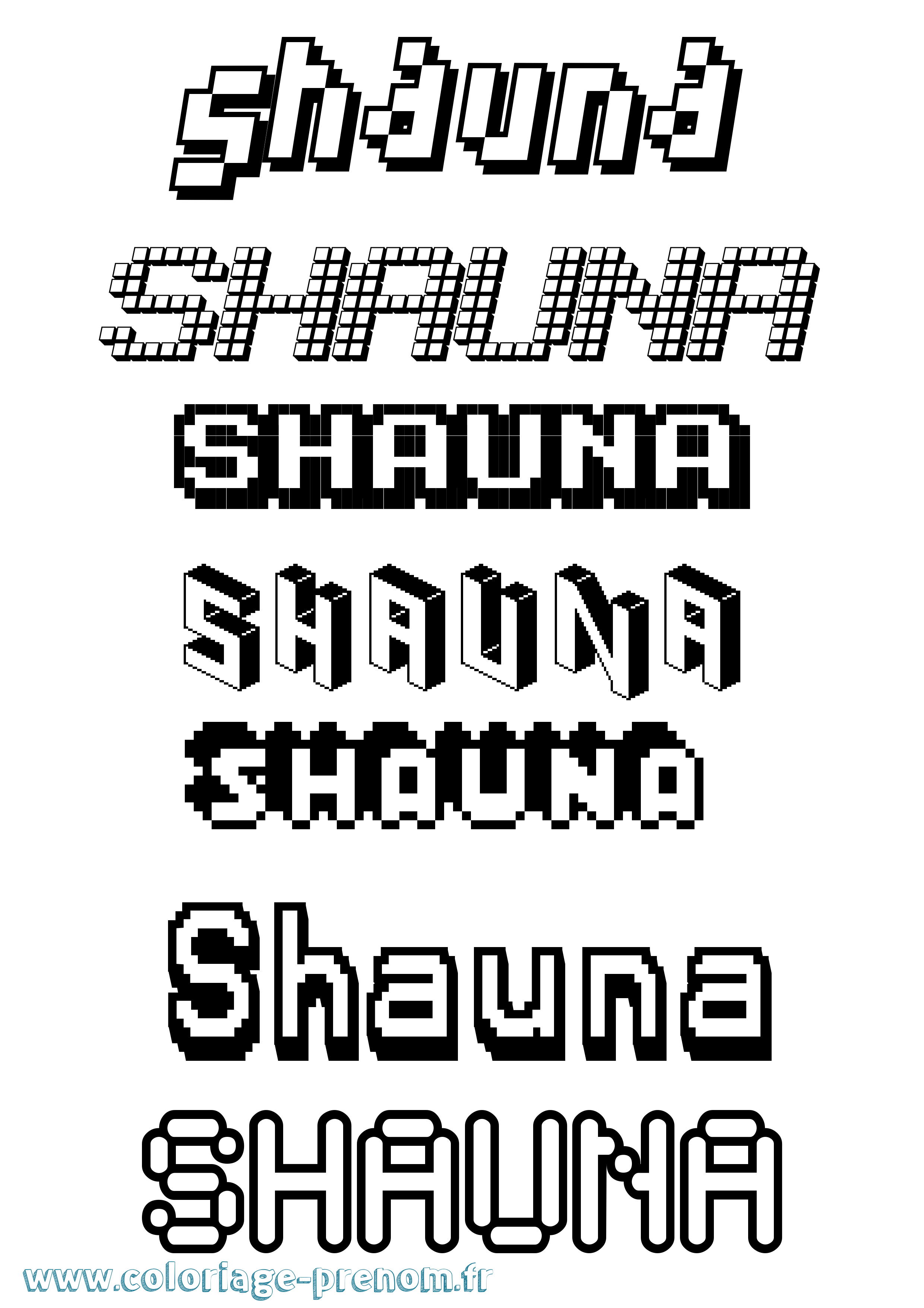 Coloriage prénom Shauna Pixel