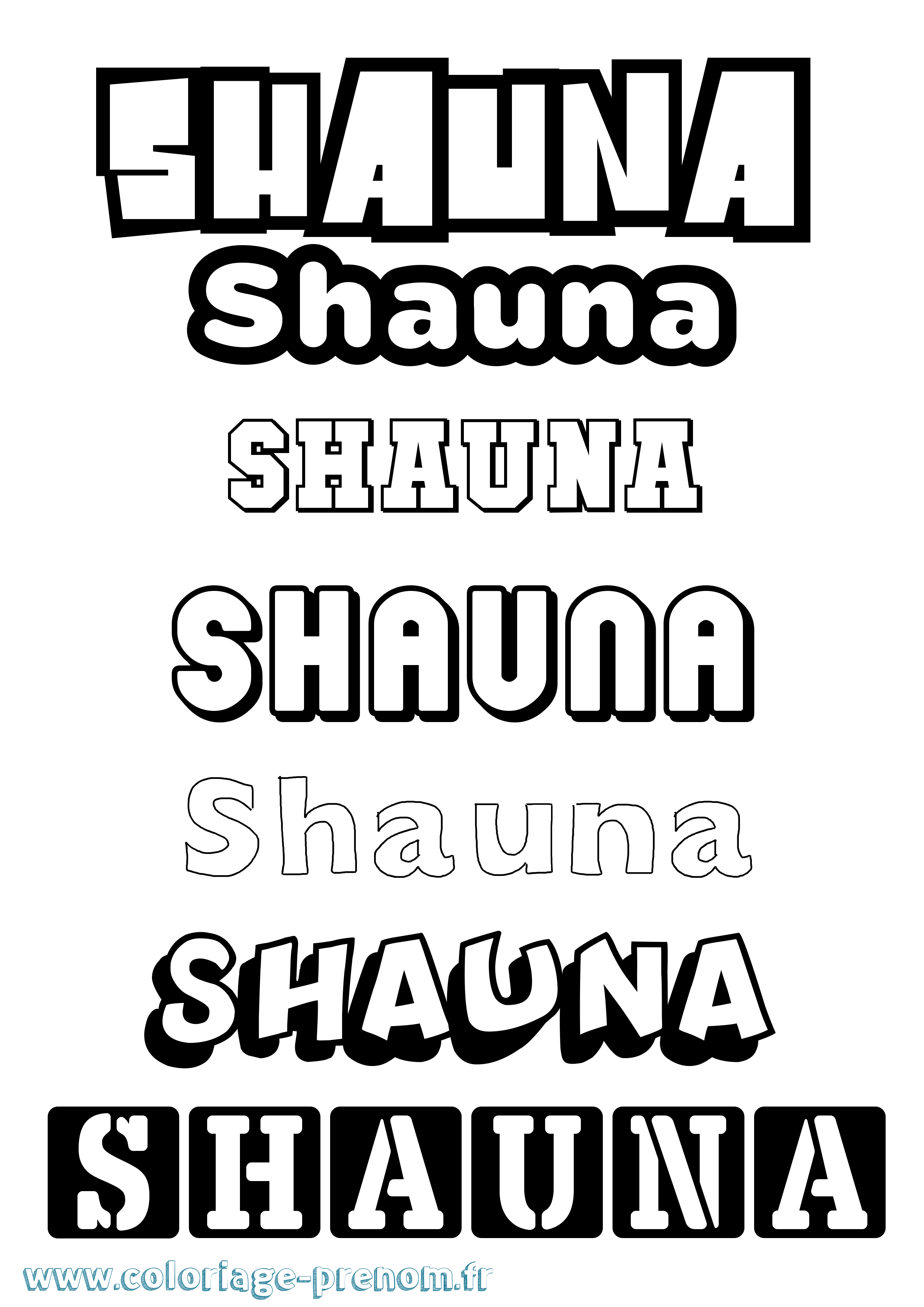 Coloriage prénom Shauna Simple