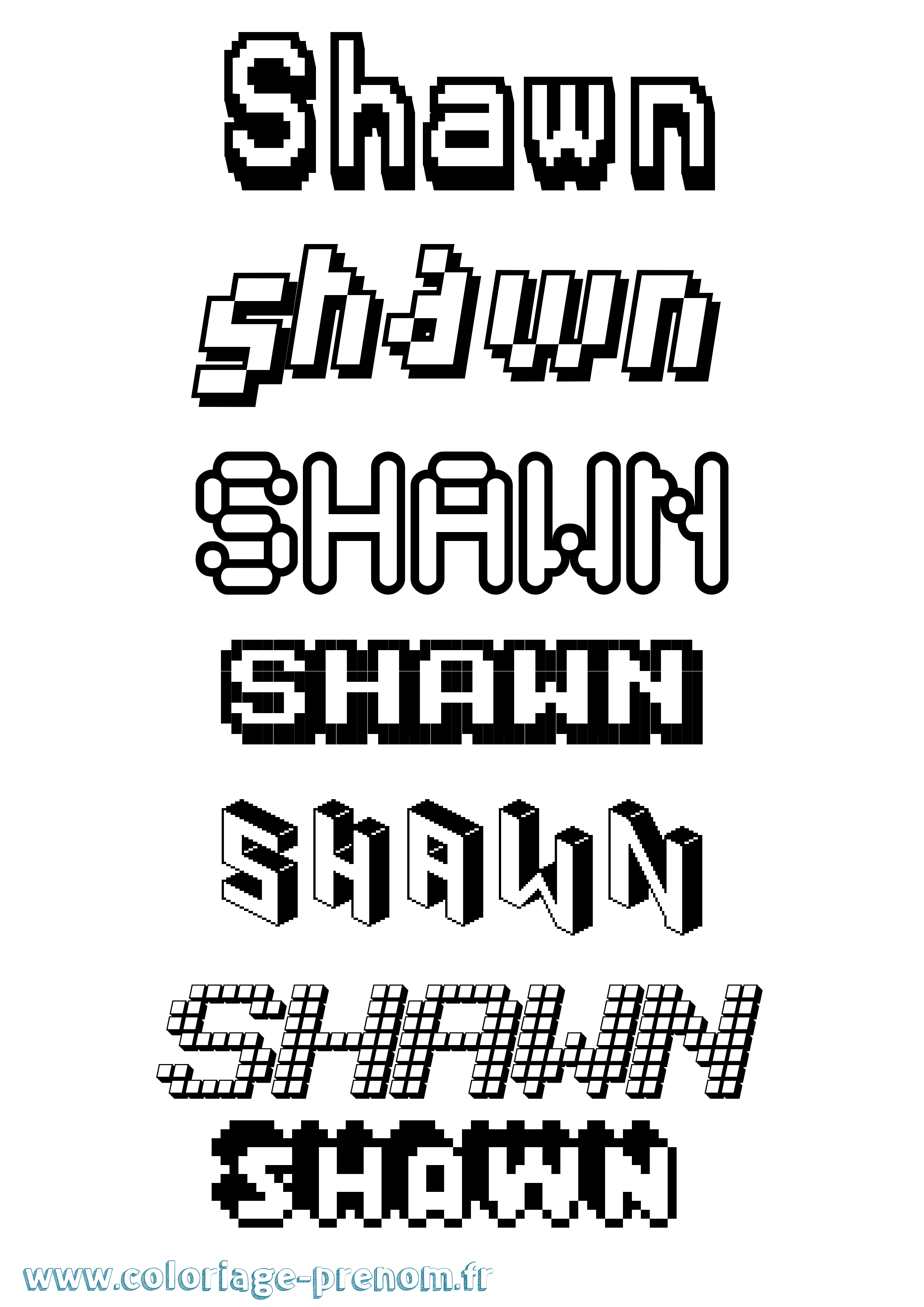 Coloriage prénom Shawn