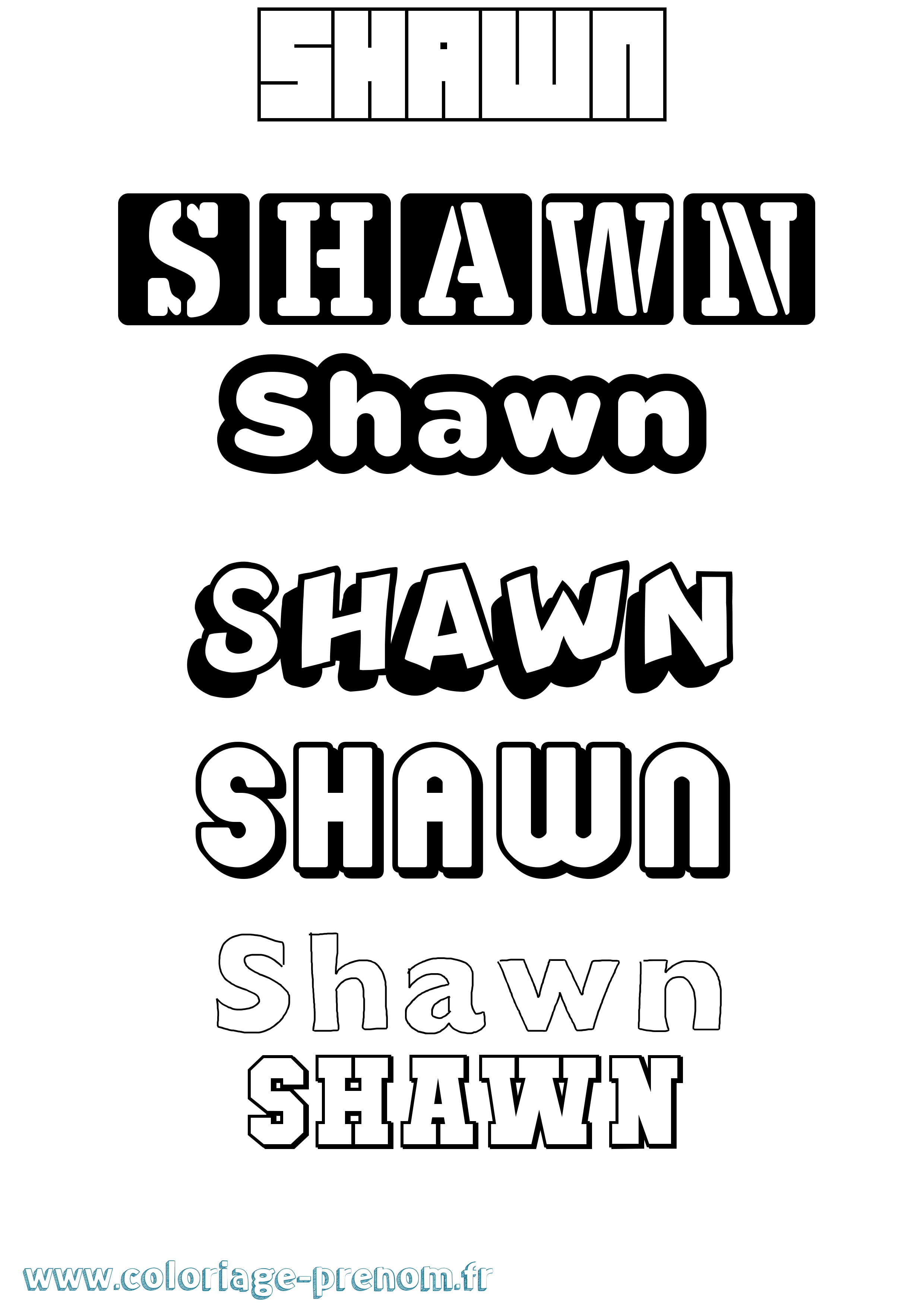 Coloriage prénom Shawn