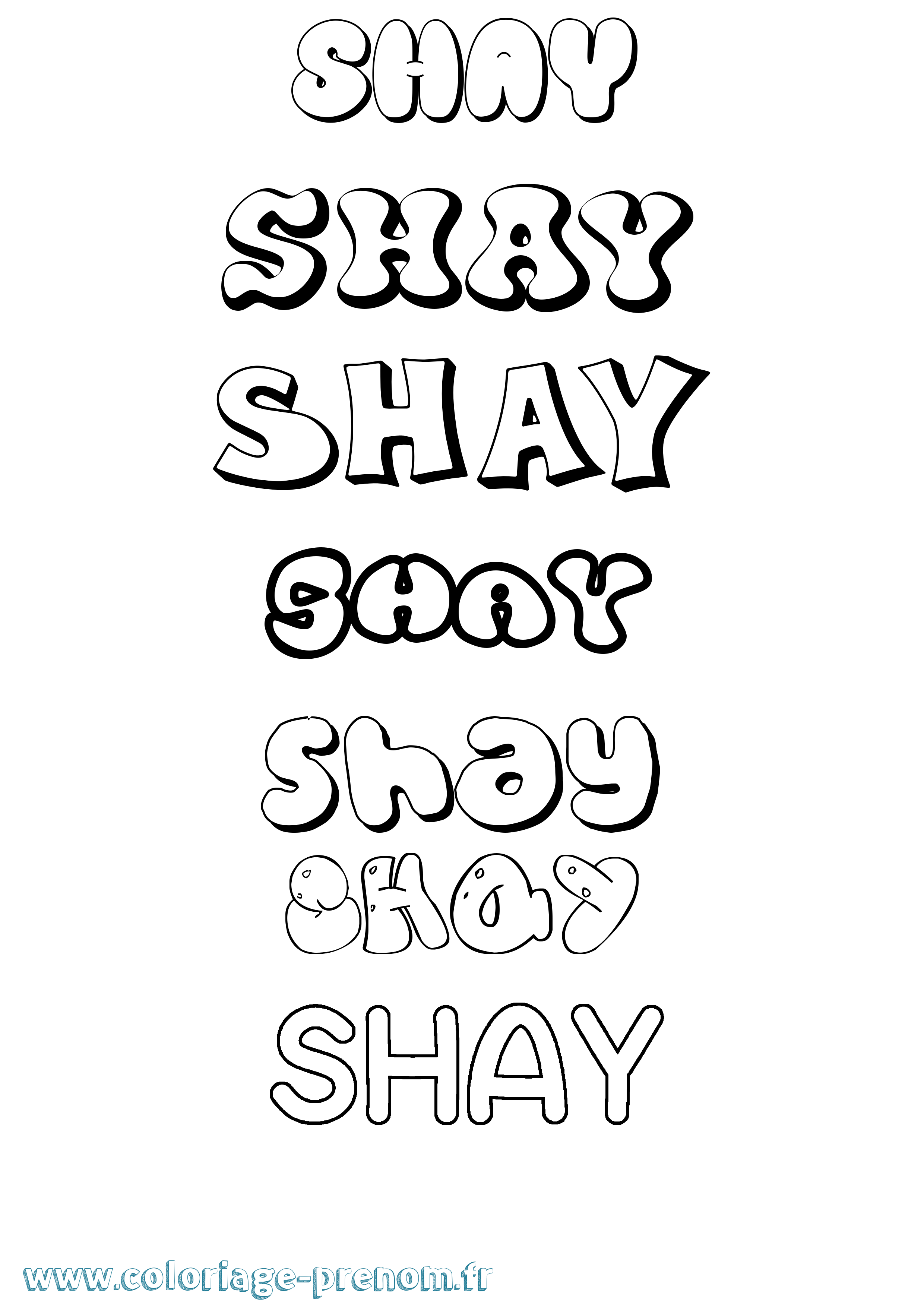 Coloriage prénom Shay Bubble