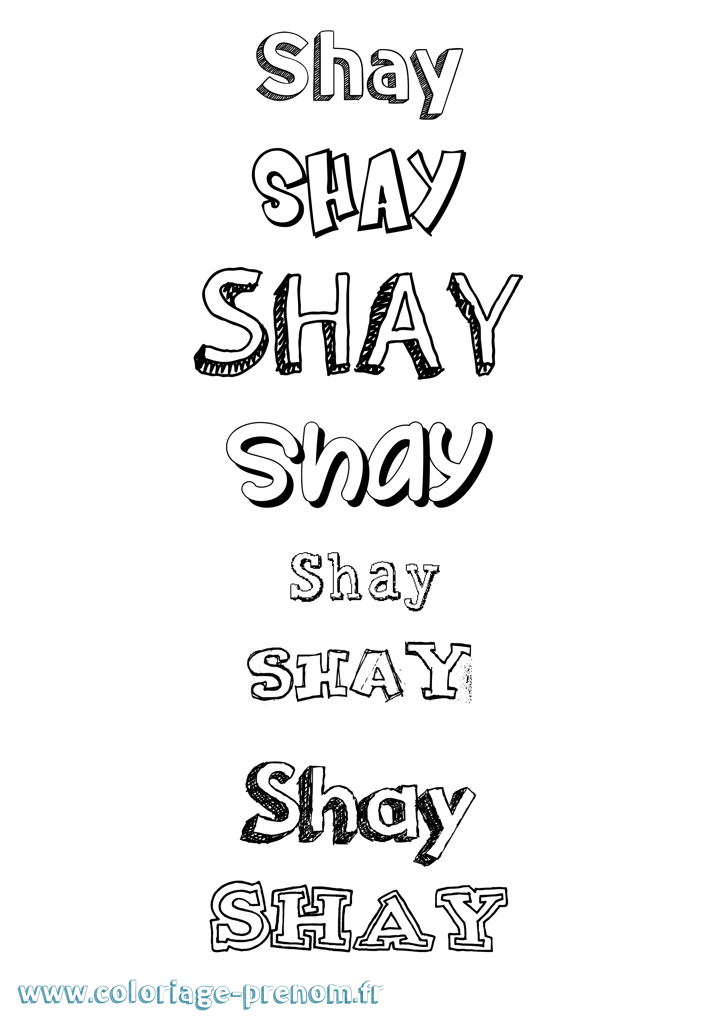 Coloriage prénom Shay Dessiné