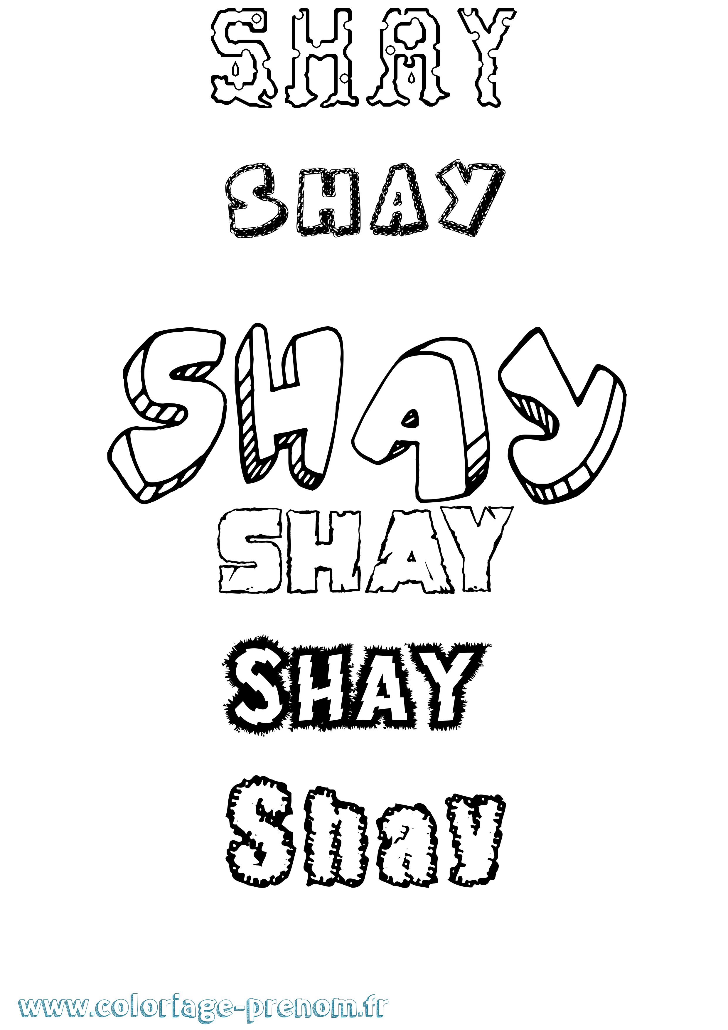 Coloriage prénom Shay Destructuré