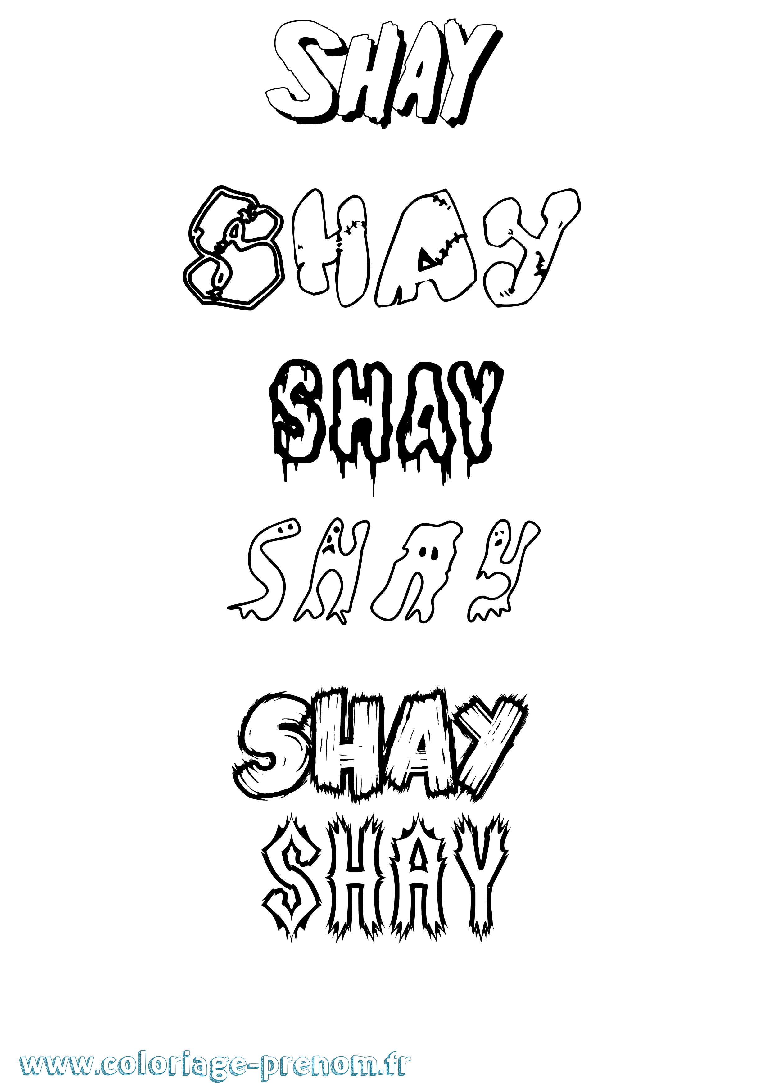 Coloriage prénom Shay Frisson