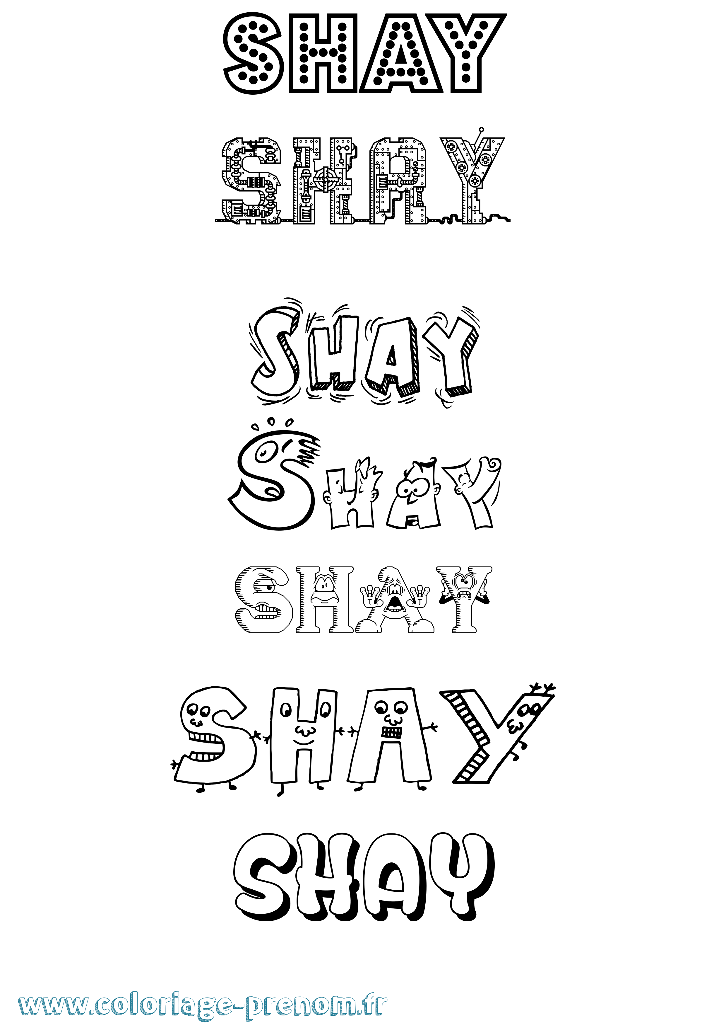 Coloriage prénom Shay Fun