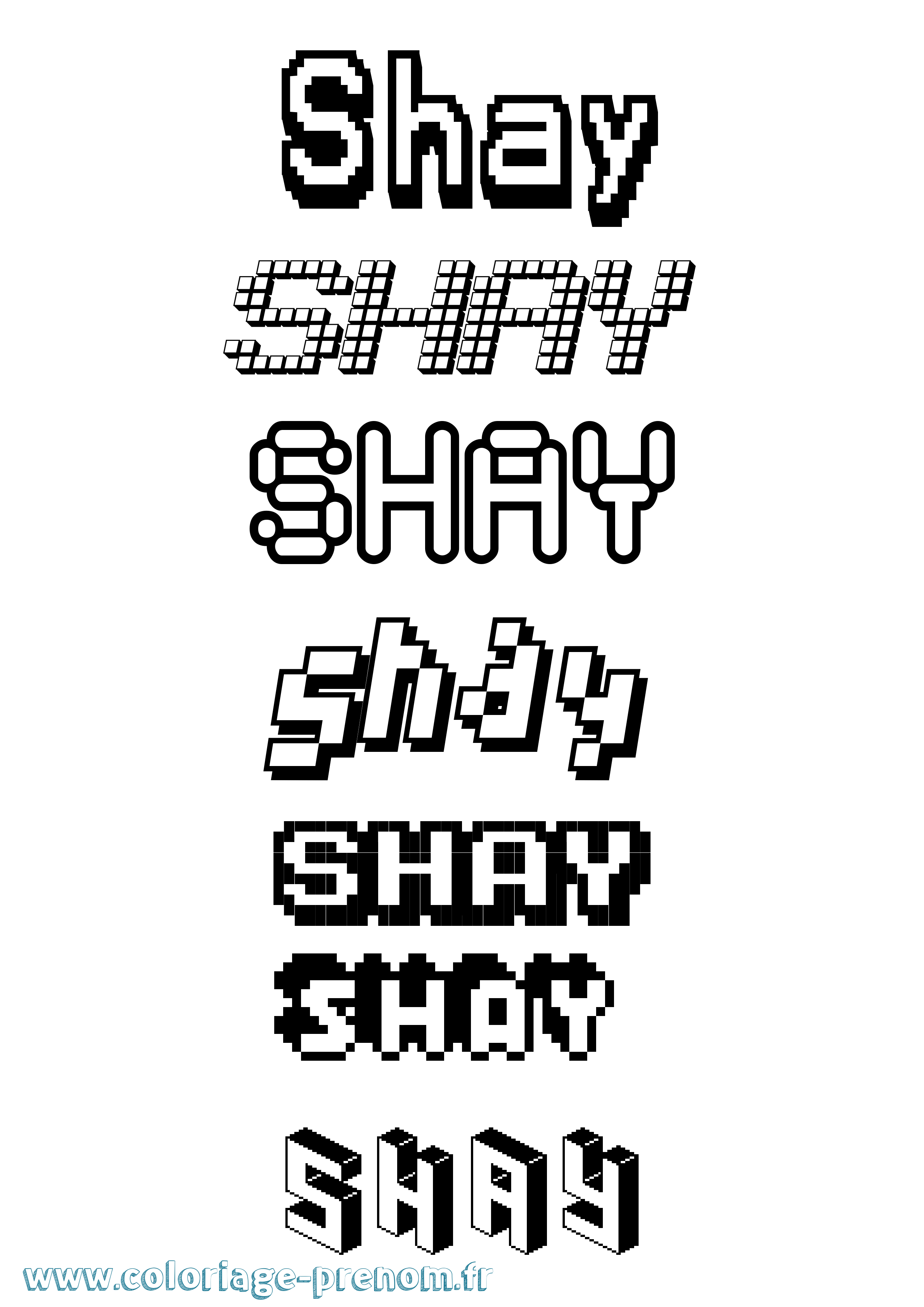 Coloriage prénom Shay Pixel