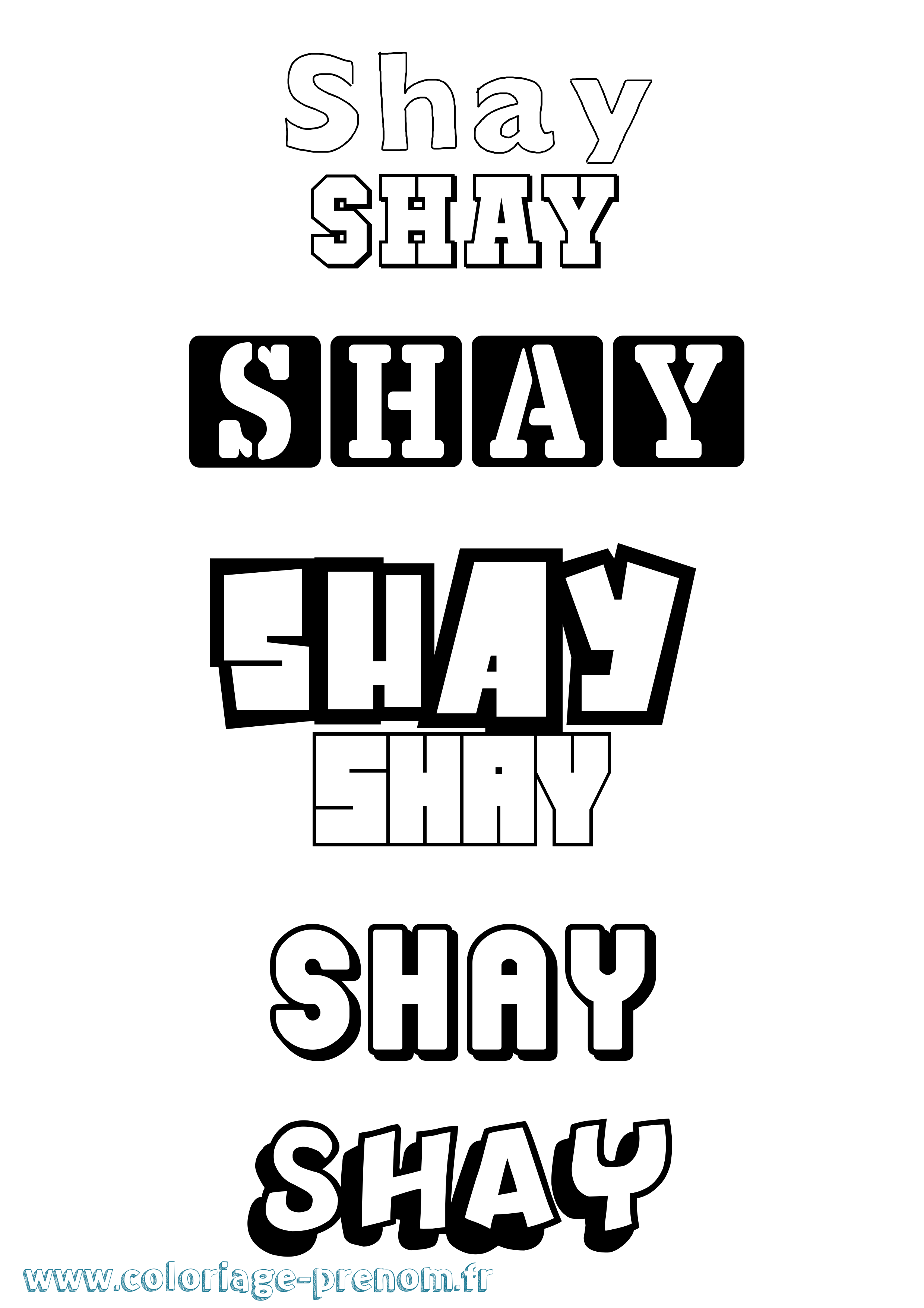 Coloriage prénom Shay Simple
