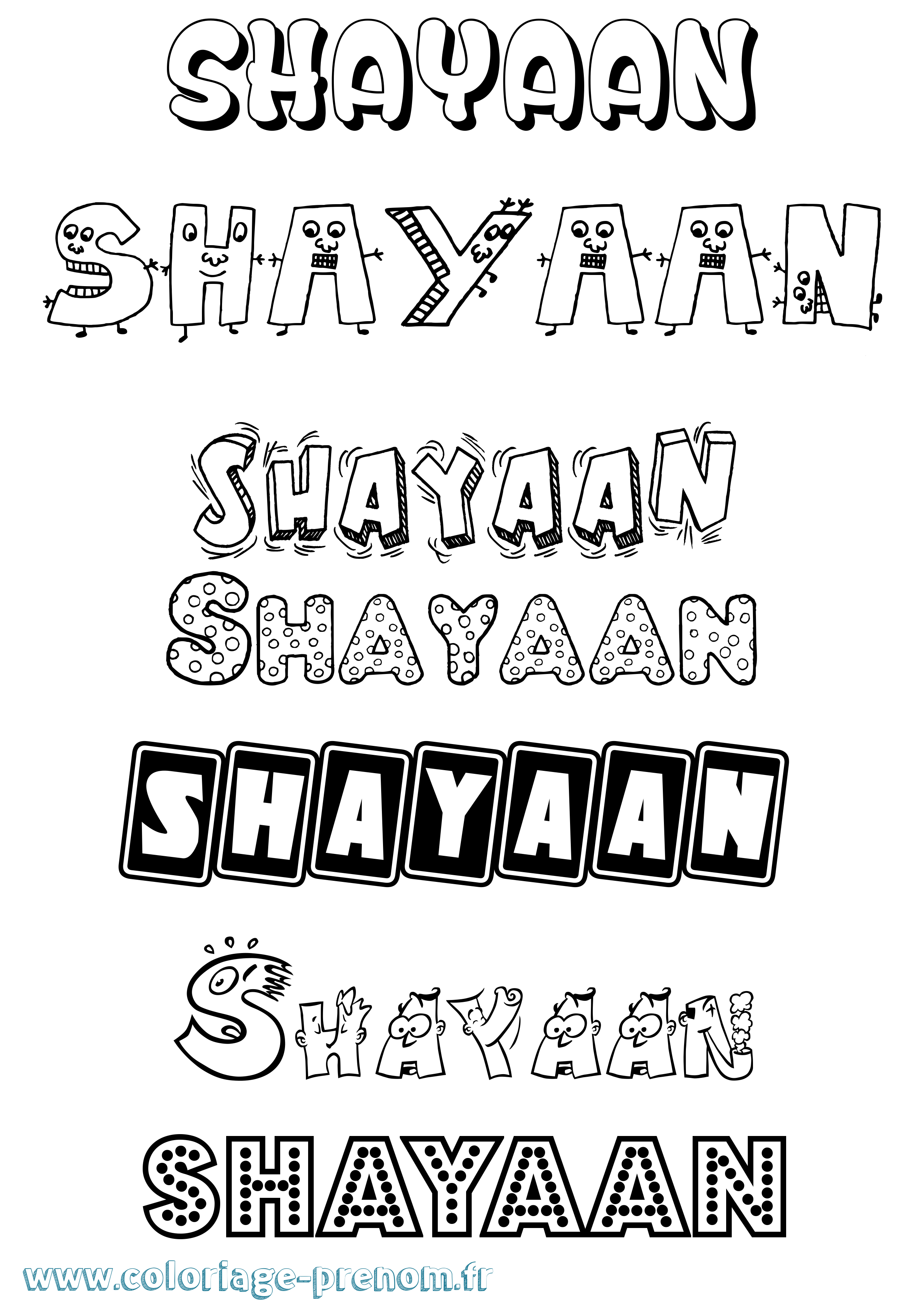 Coloriage prénom Shayaan Fun