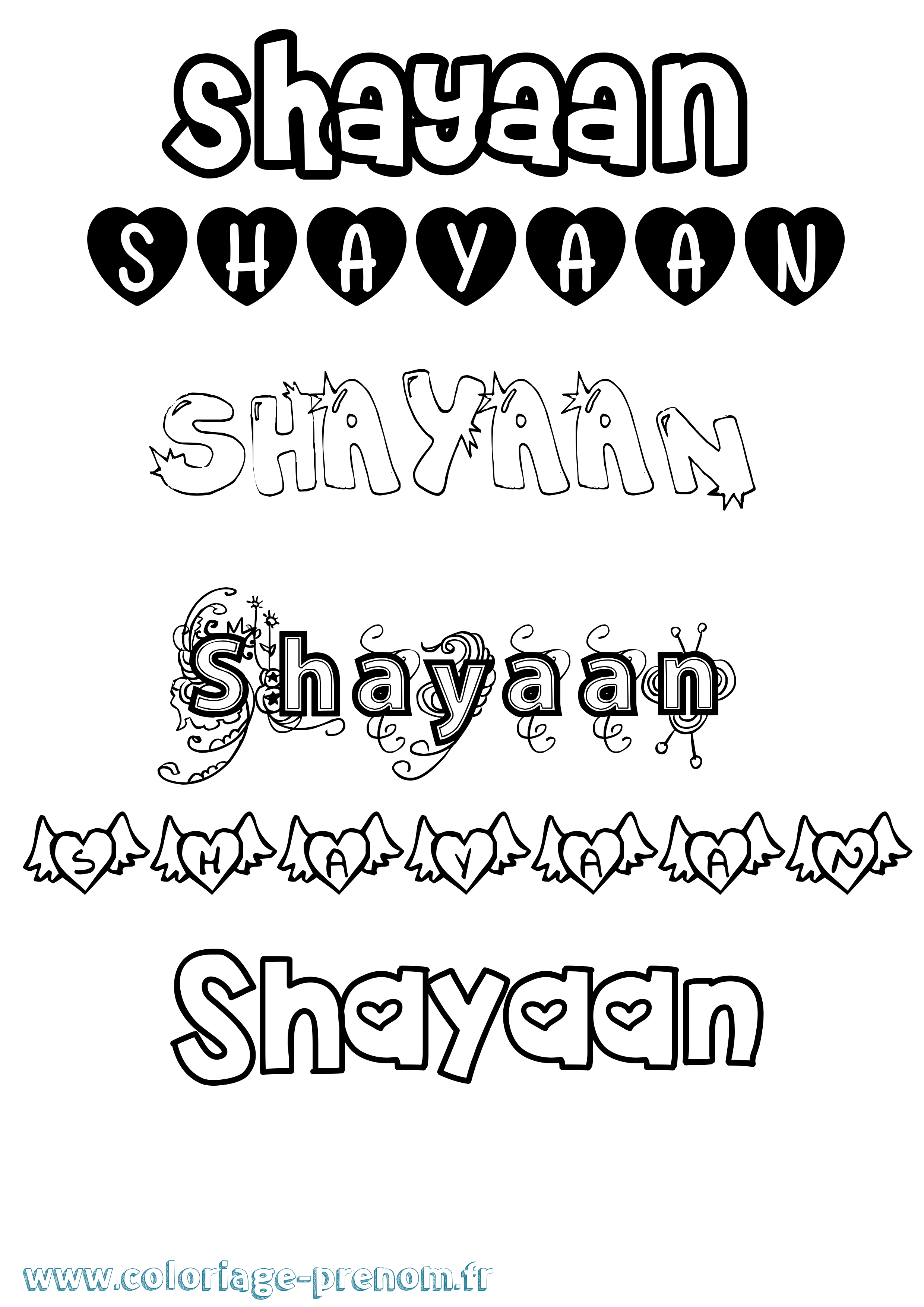 Coloriage prénom Shayaan Girly