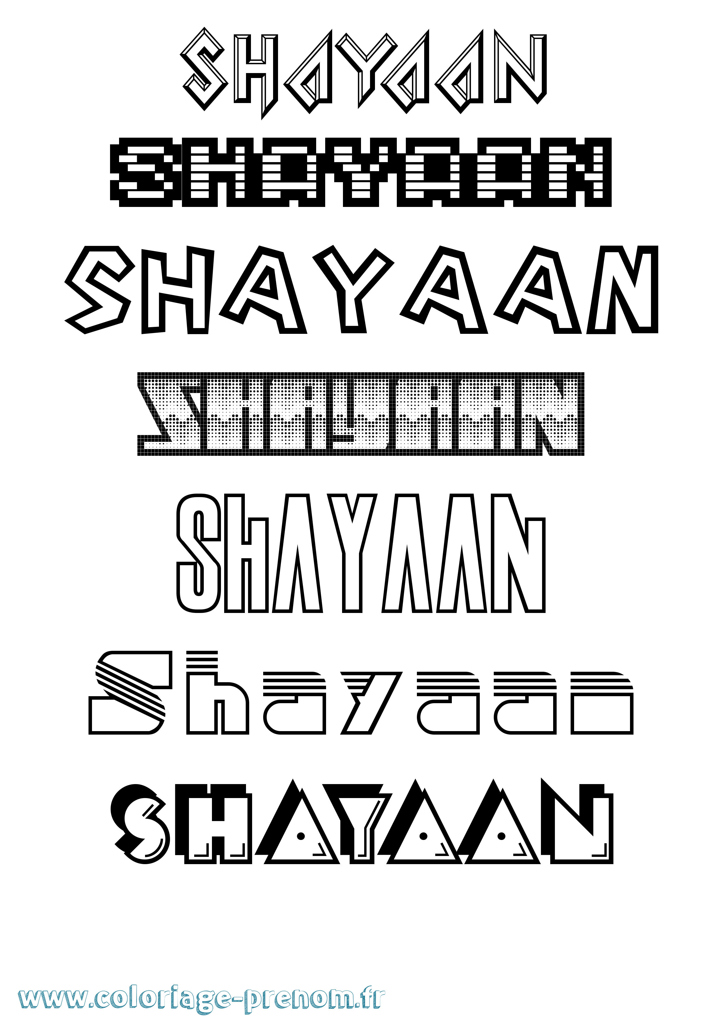 Coloriage prénom Shayaan Jeux Vidéos