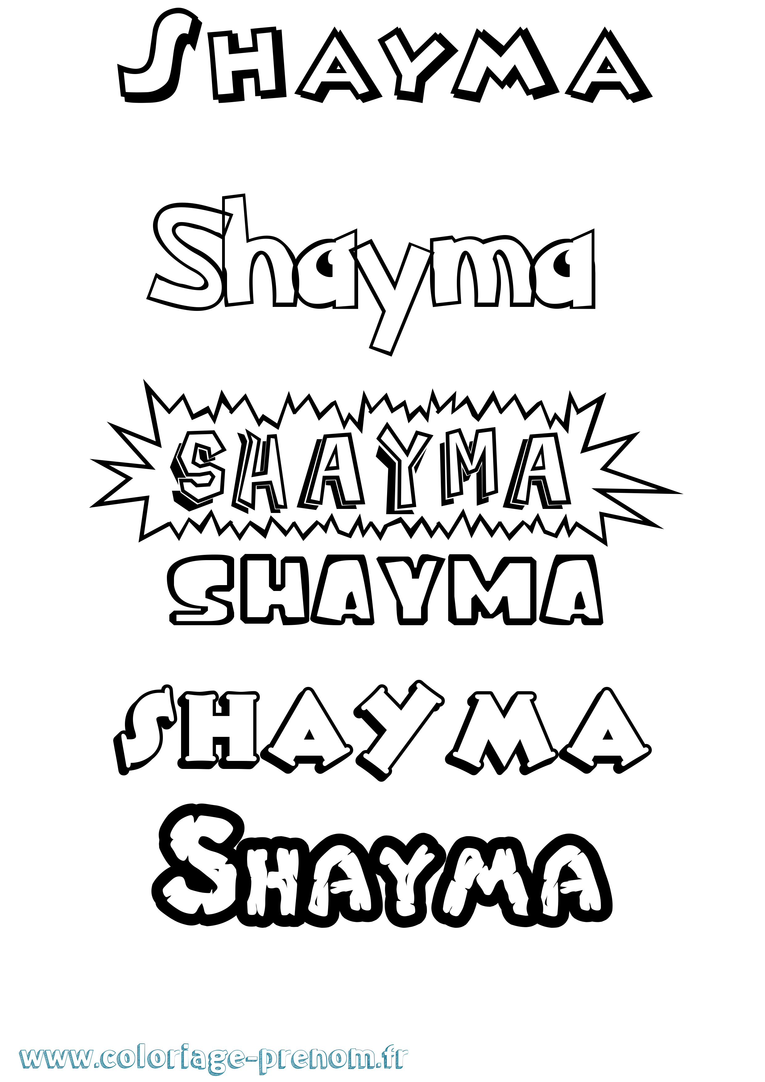 Coloriage Shayma Coloriage prénom Shayma