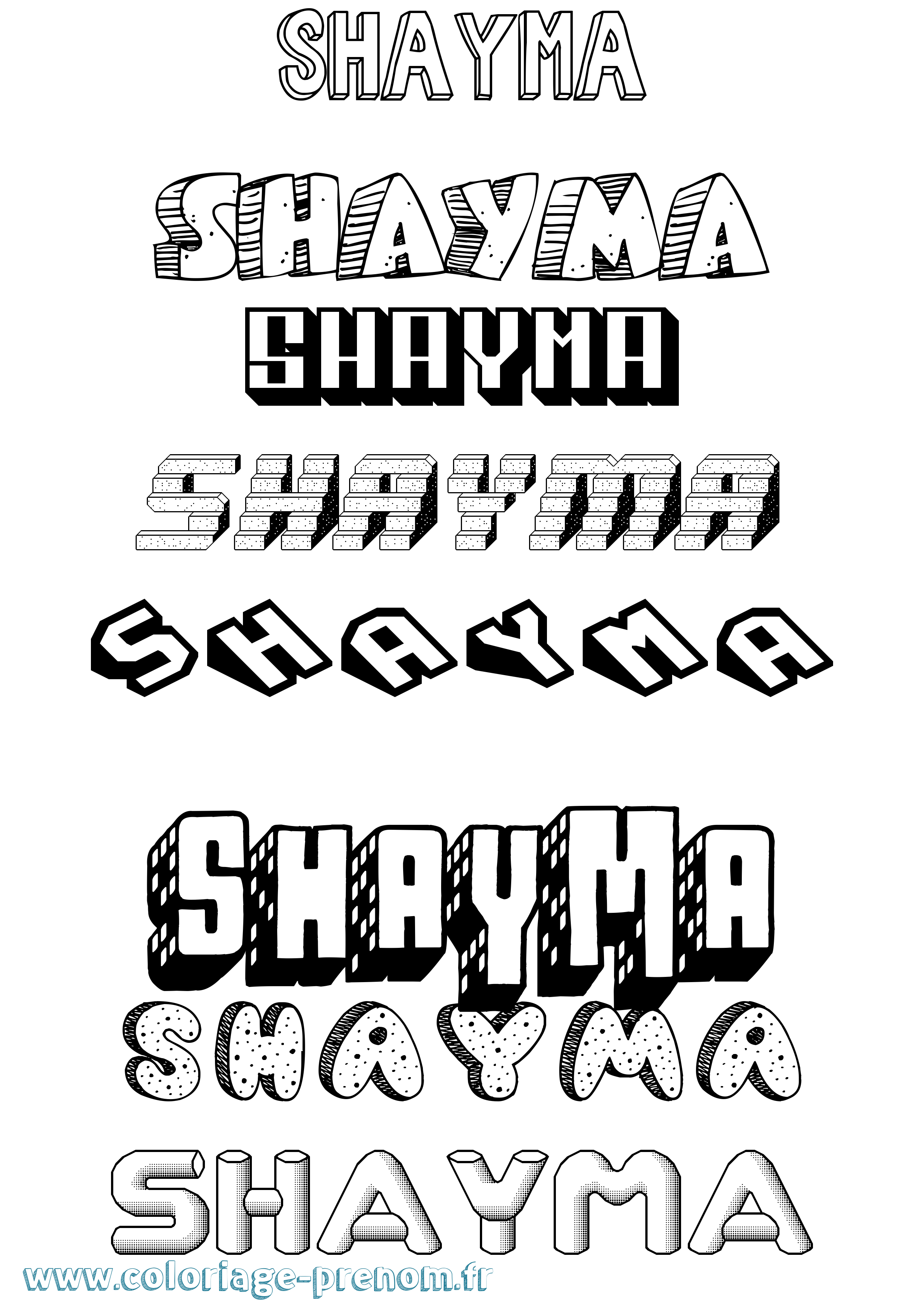 Coloriage Shayma Coloriage prénom Shayma