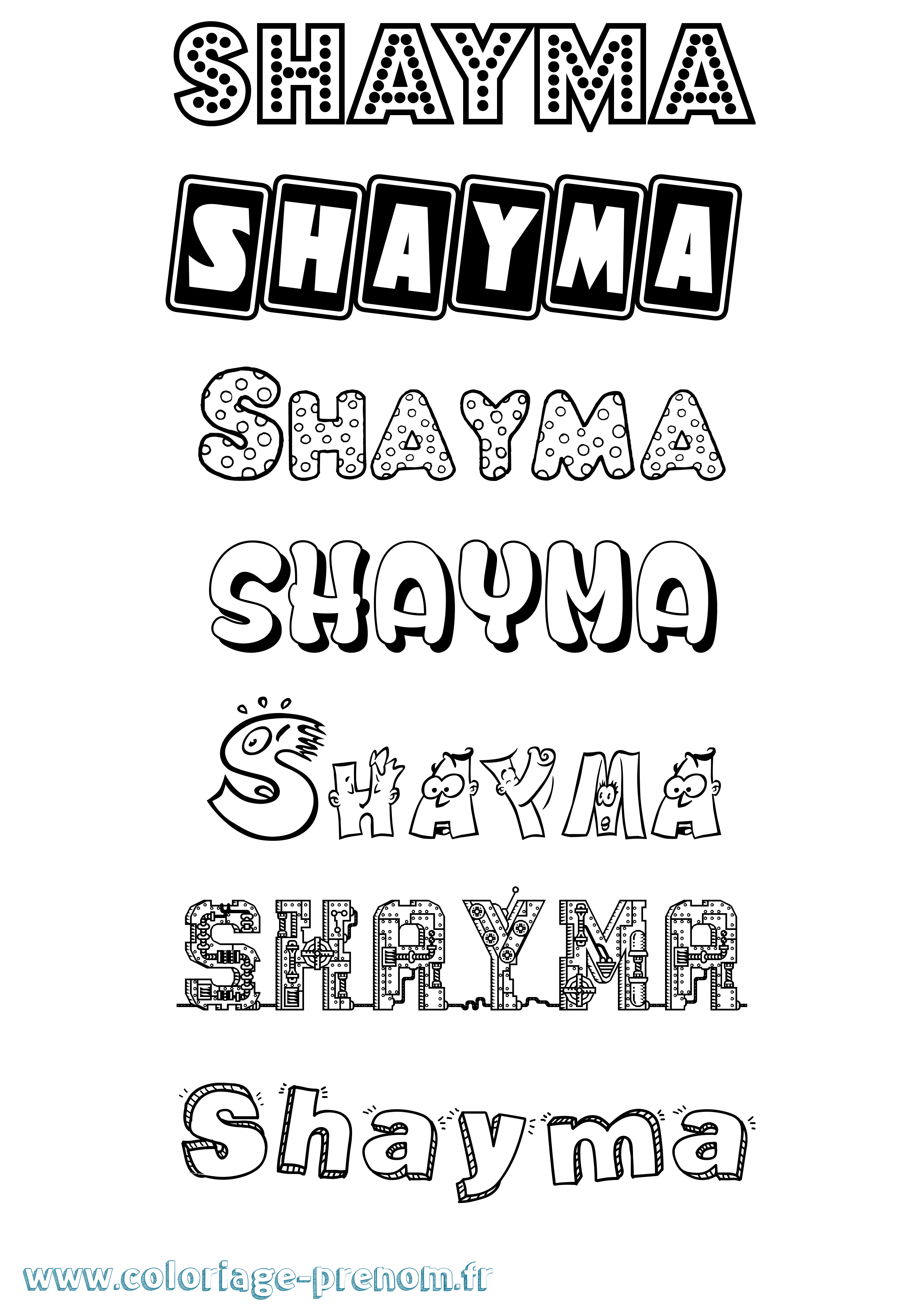 Coloriage Shayma Coloriage prénom Shayma