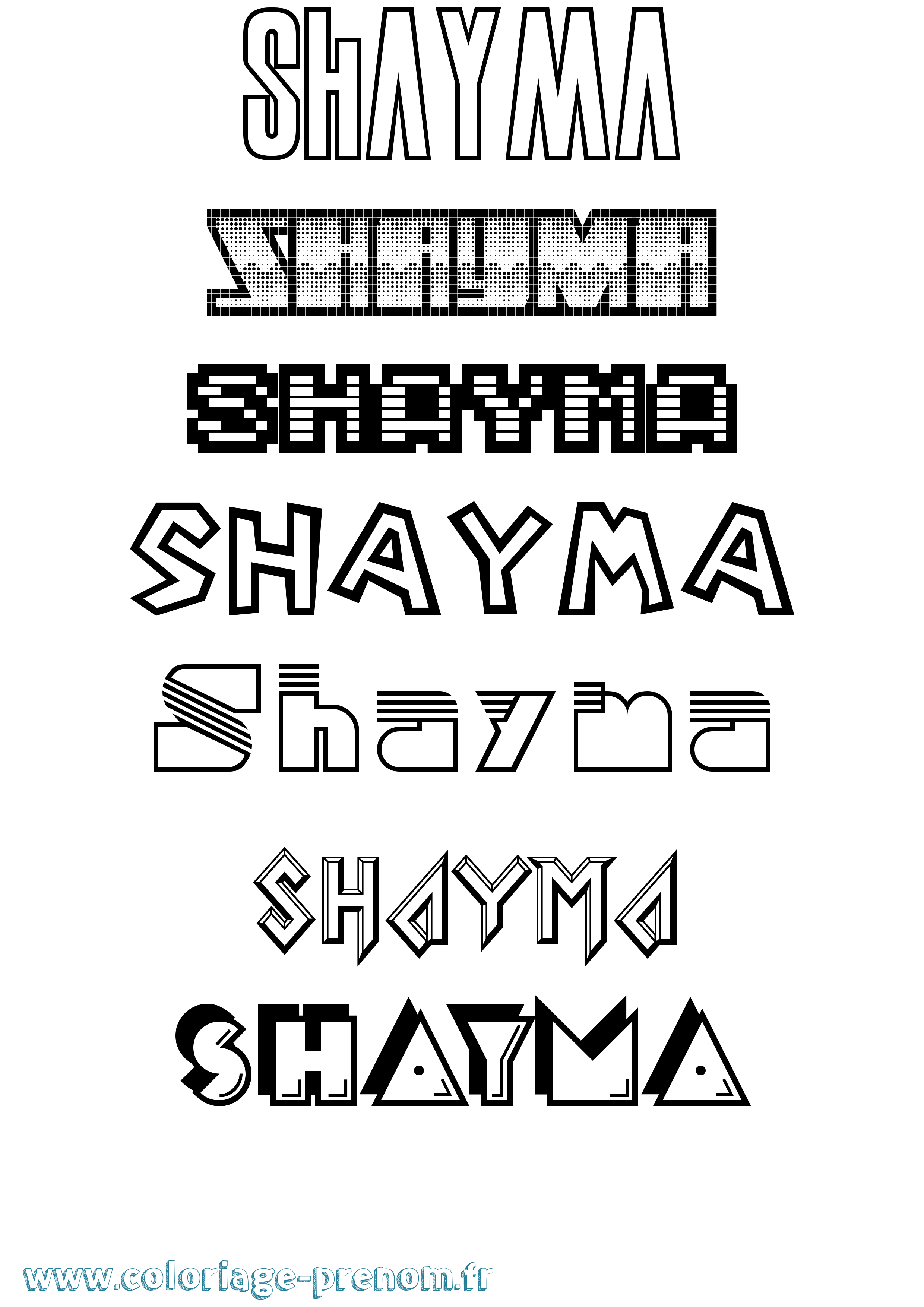 Coloriage Shayma Coloriage prénom Shayma