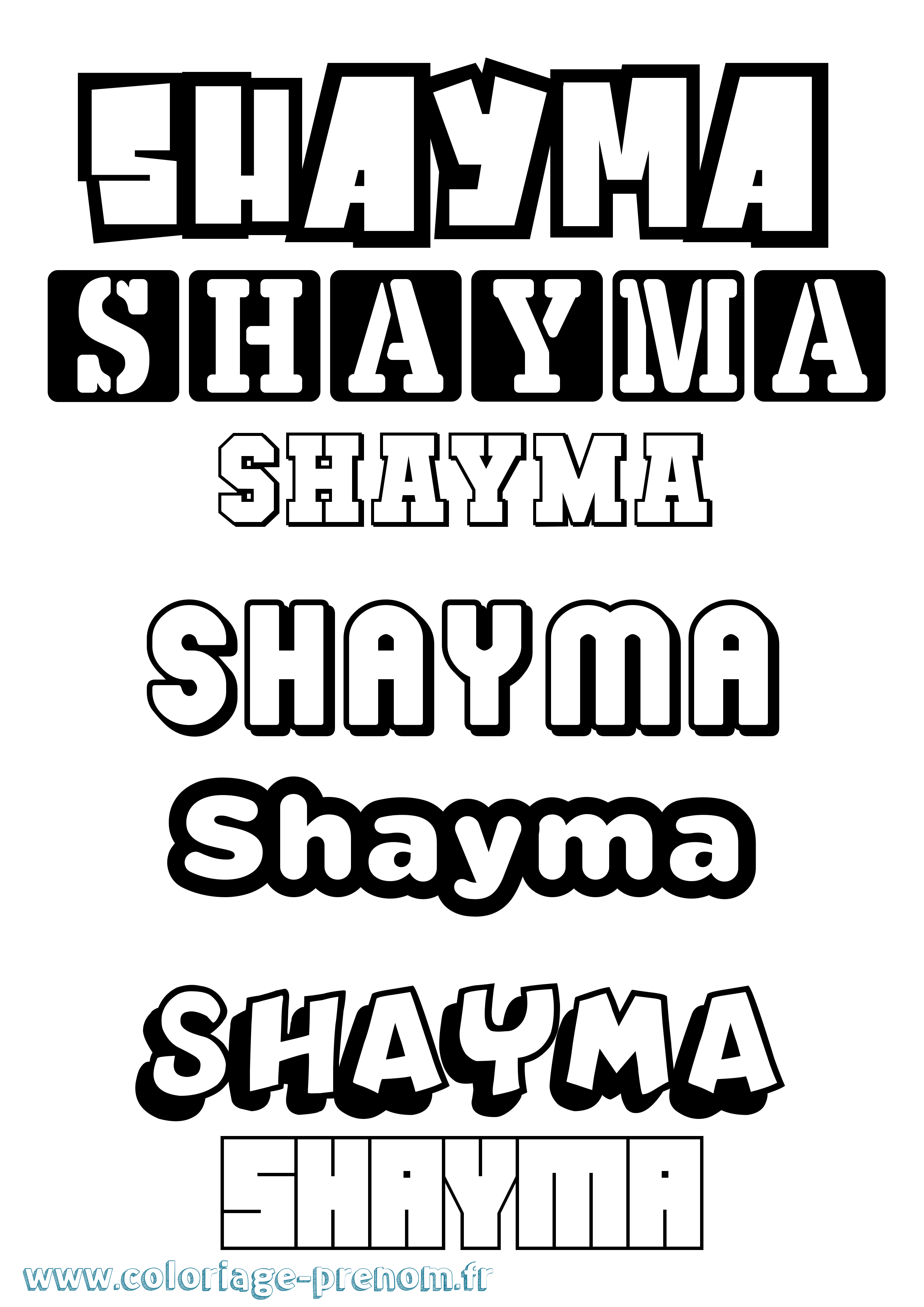 Coloriage Shayma Coloriage prénom Shayma