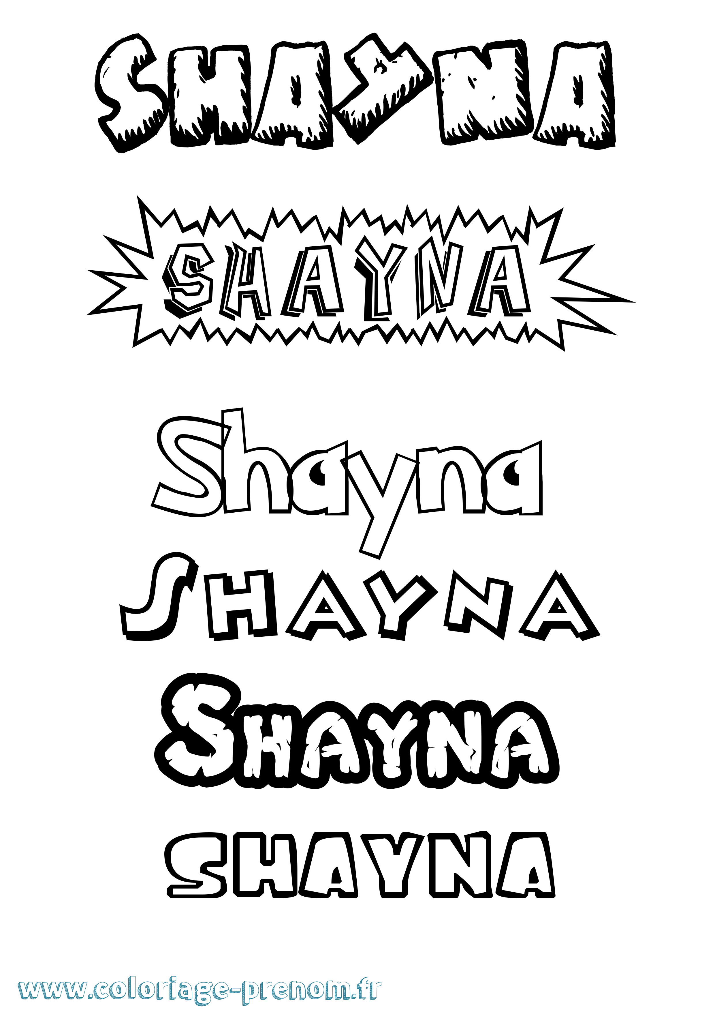 Coloriage prénom Shayna