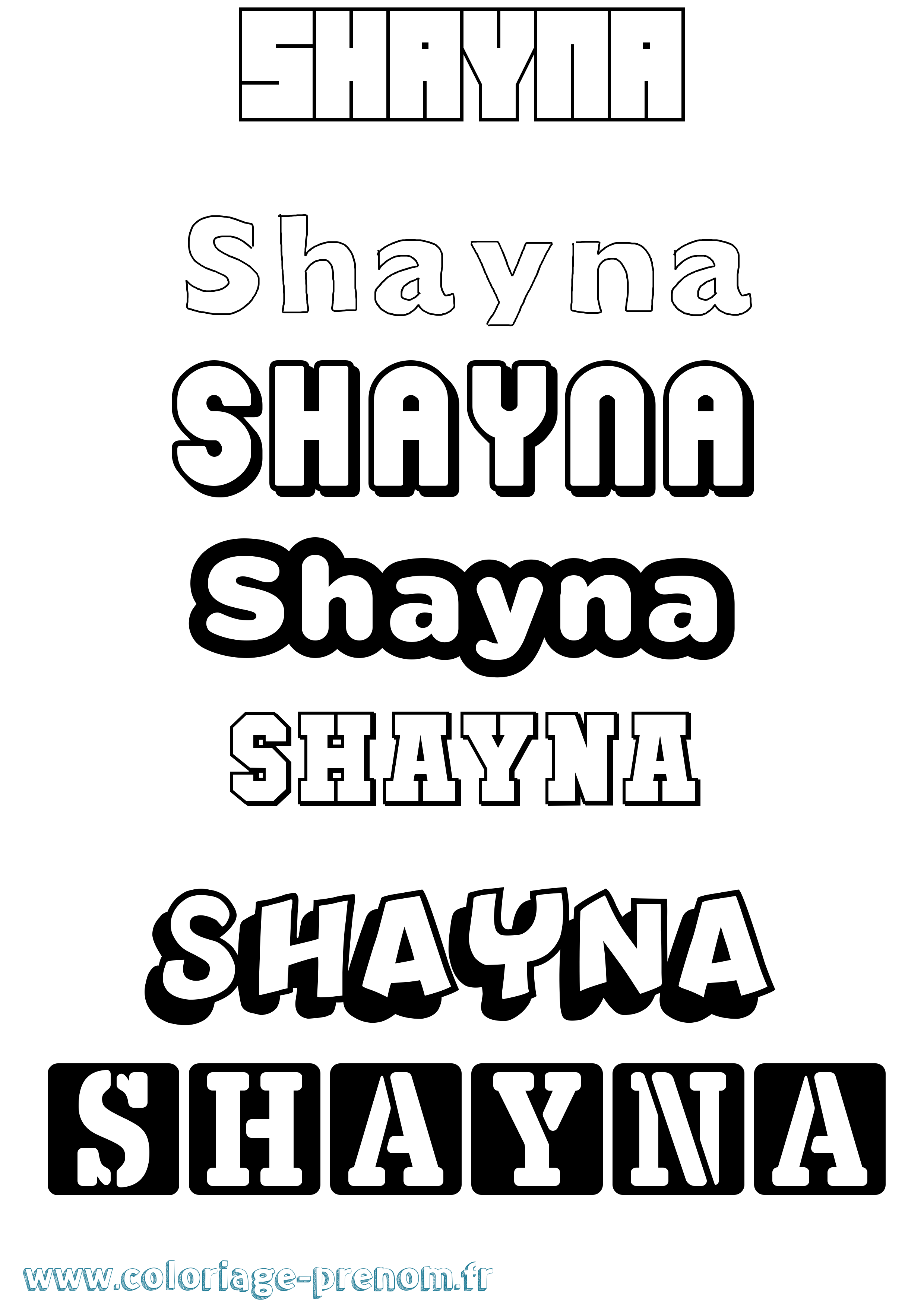 Coloriage prénom Shayna