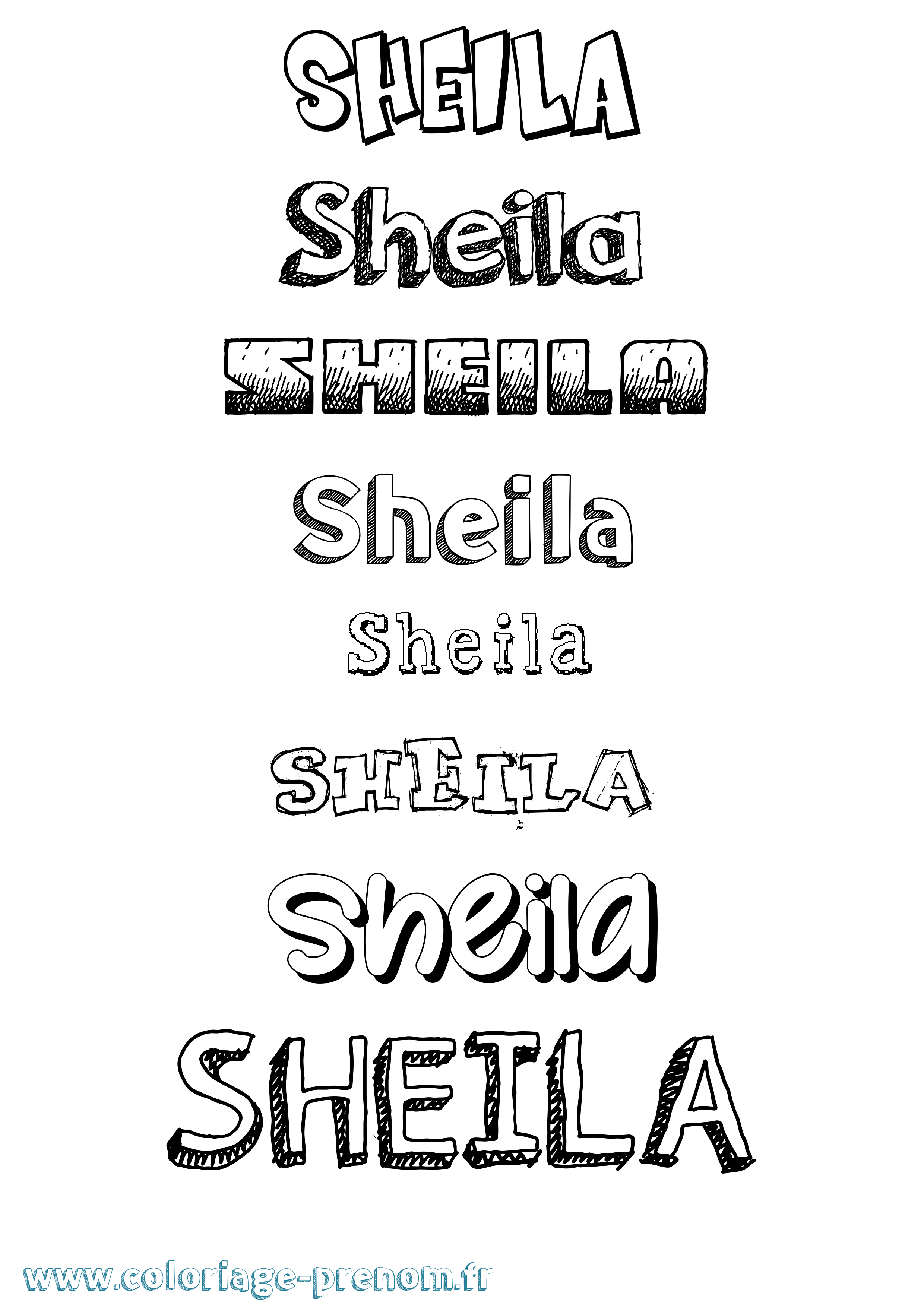 Coloriage prénom Sheila Dessiné