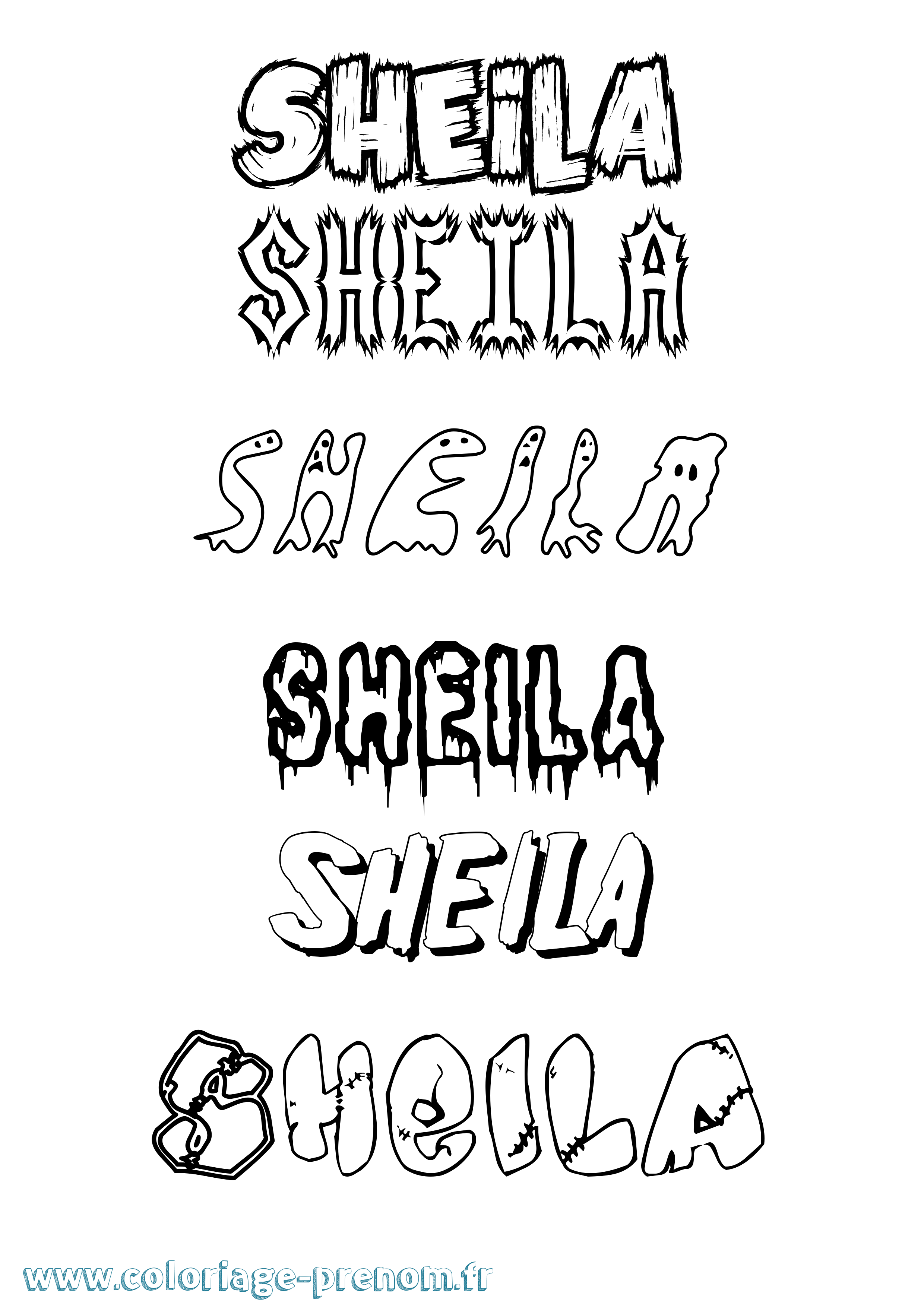 Coloriage prénom Sheila Frisson