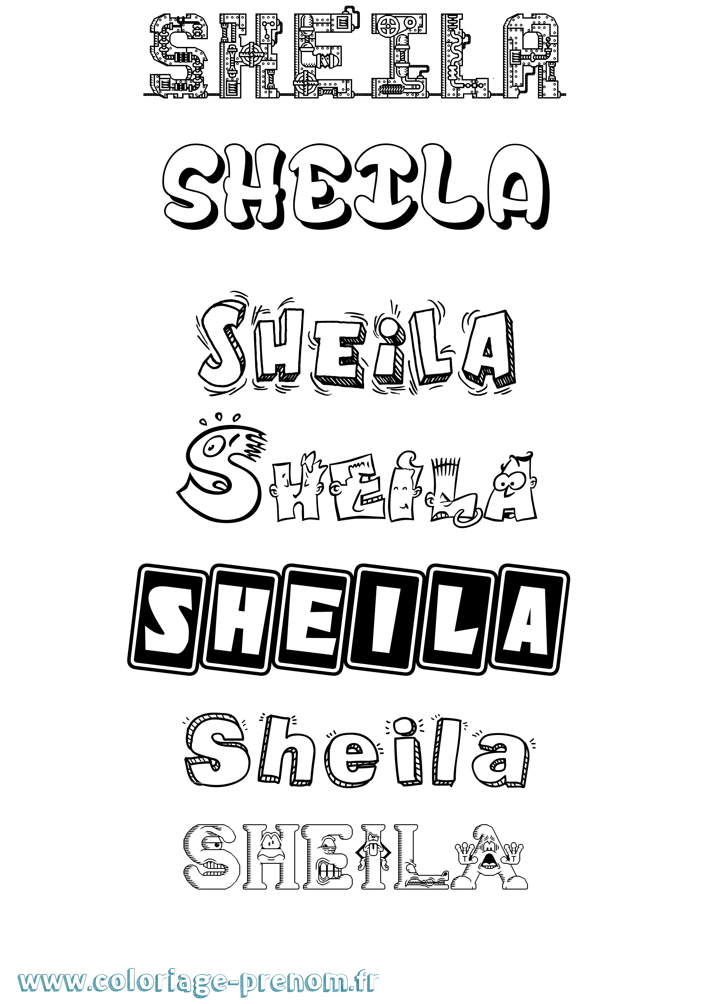 Coloriage prénom Sheila Fun