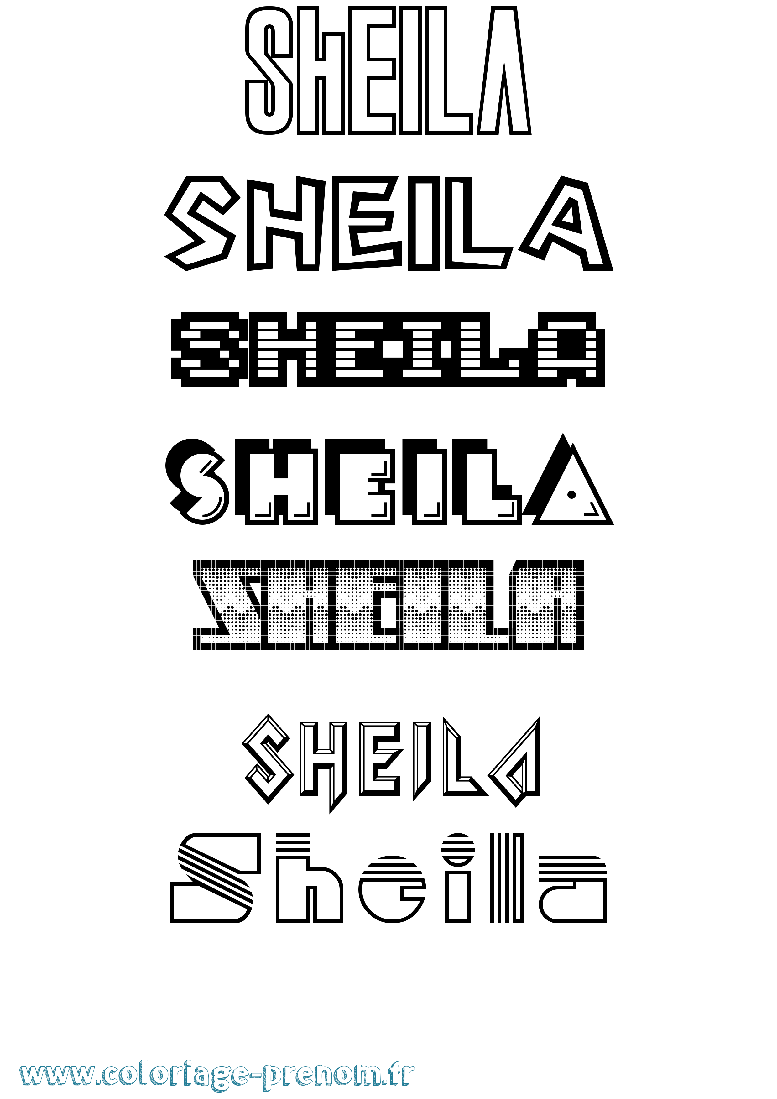 Coloriage prénom Sheila Jeux Vidéos
