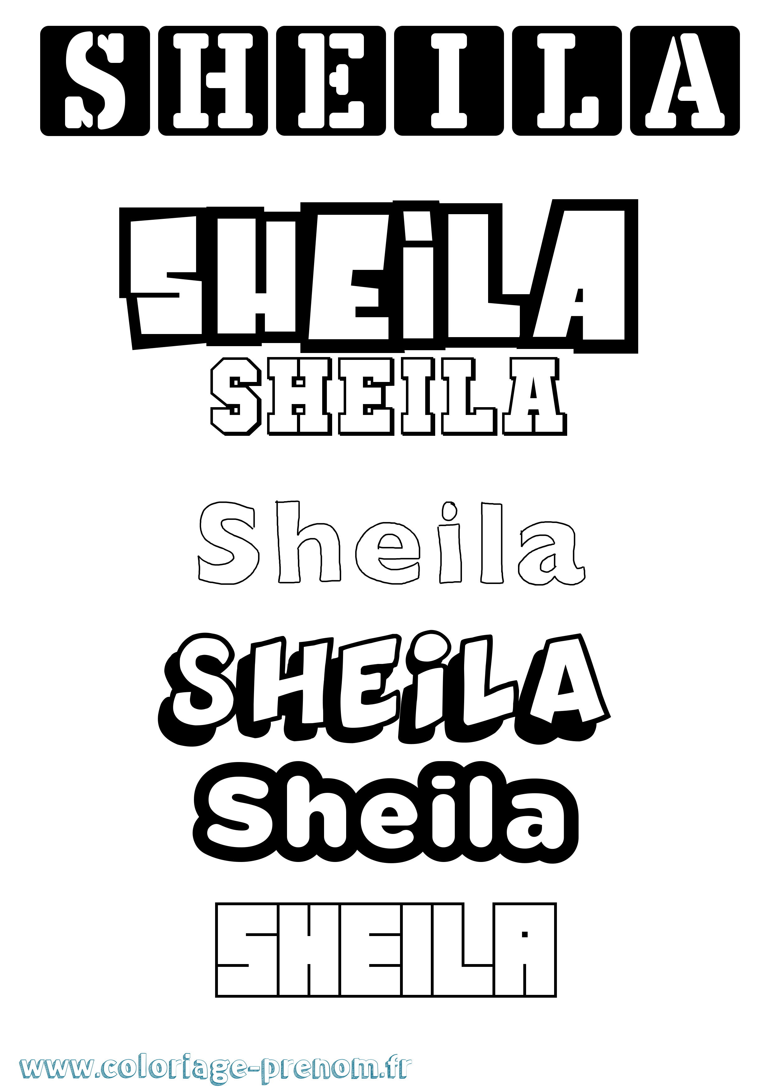 Coloriage prénom Sheila Simple
