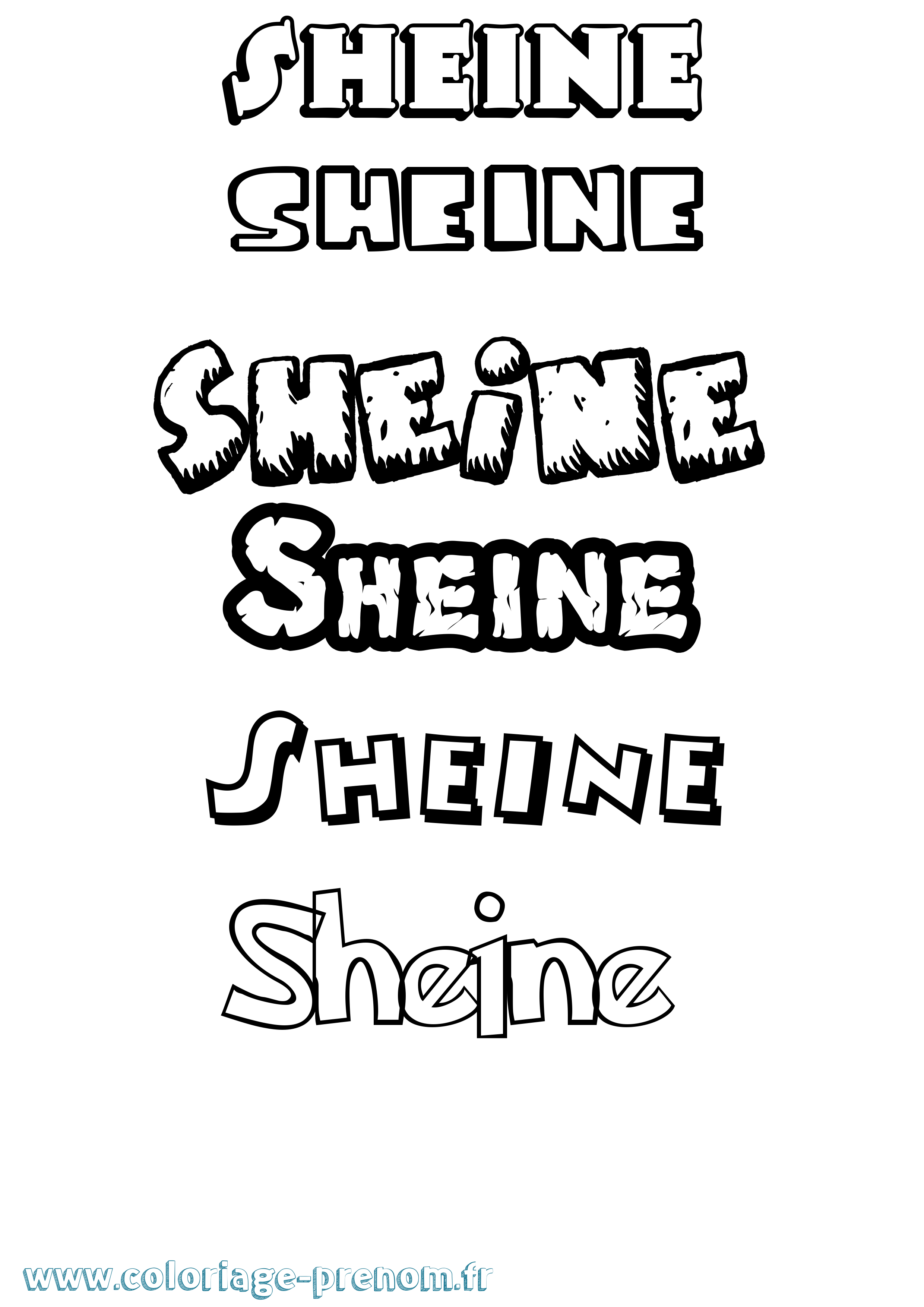 Coloriage prénom Sheine Dessin Animé