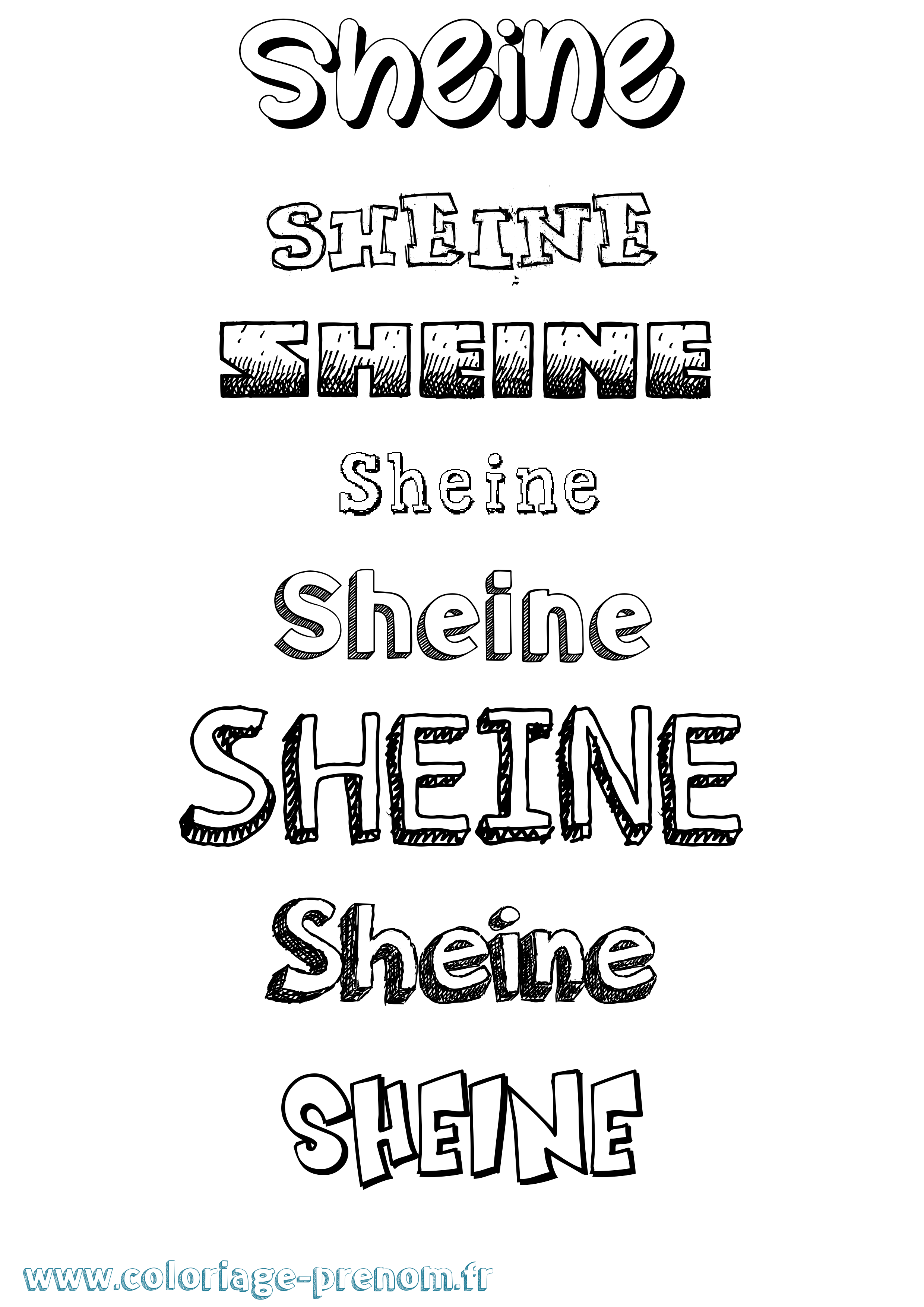 Coloriage prénom Sheine Dessiné