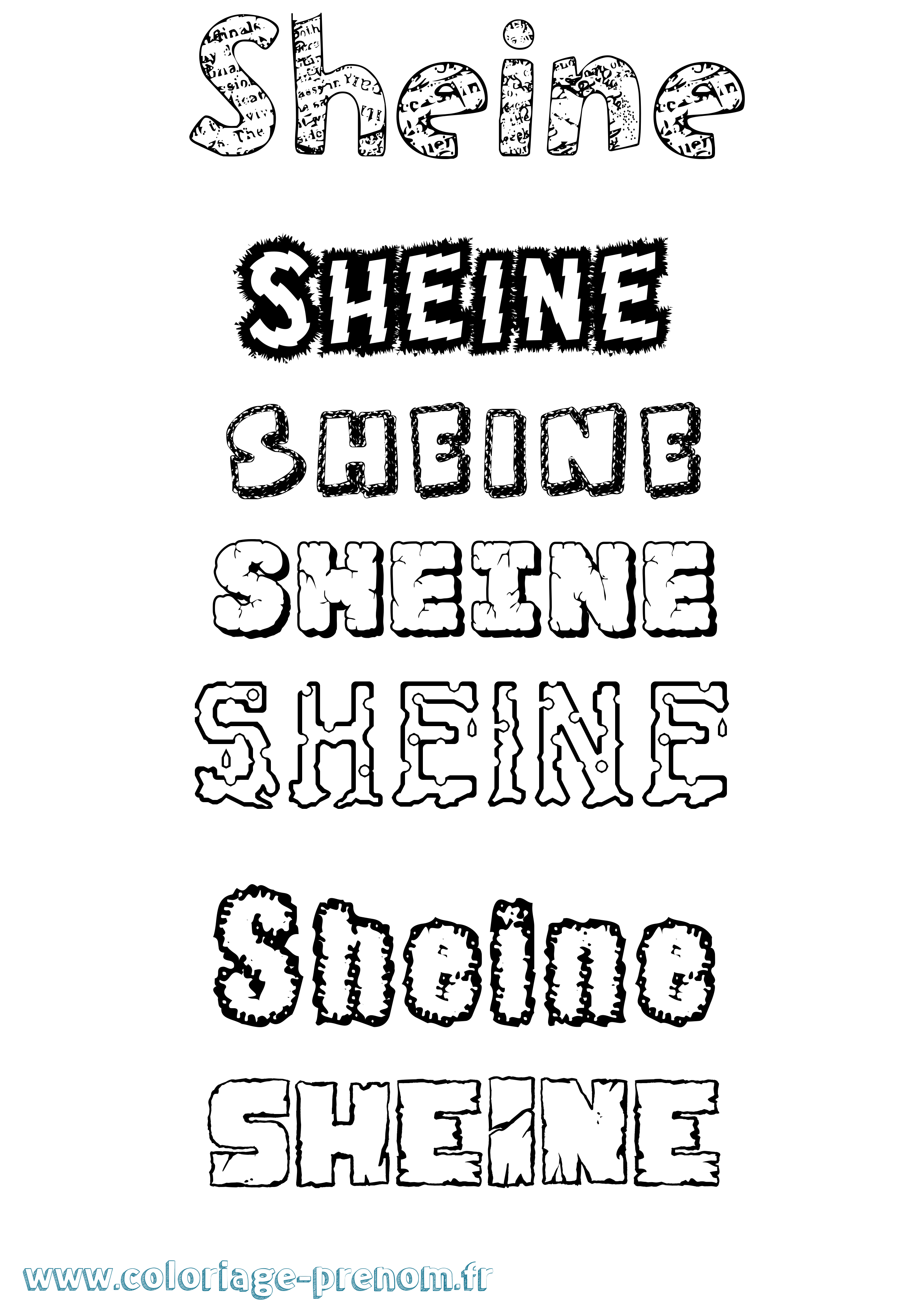 Coloriage prénom Sheine Destructuré