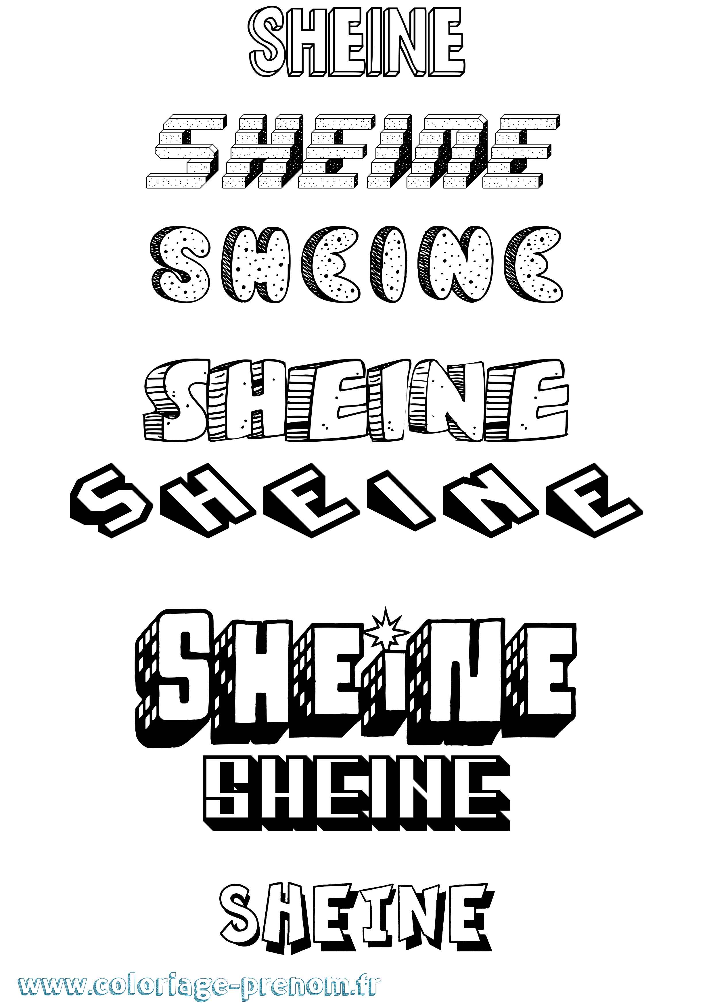 Coloriage prénom Sheine Effet 3D