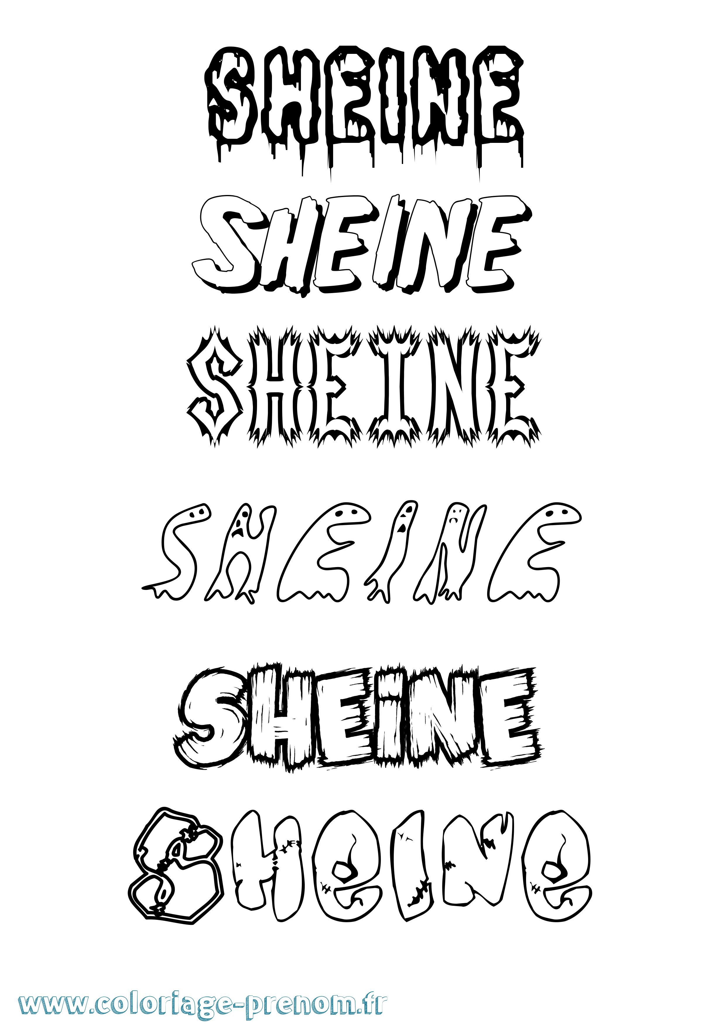 Coloriage prénom Sheine Frisson