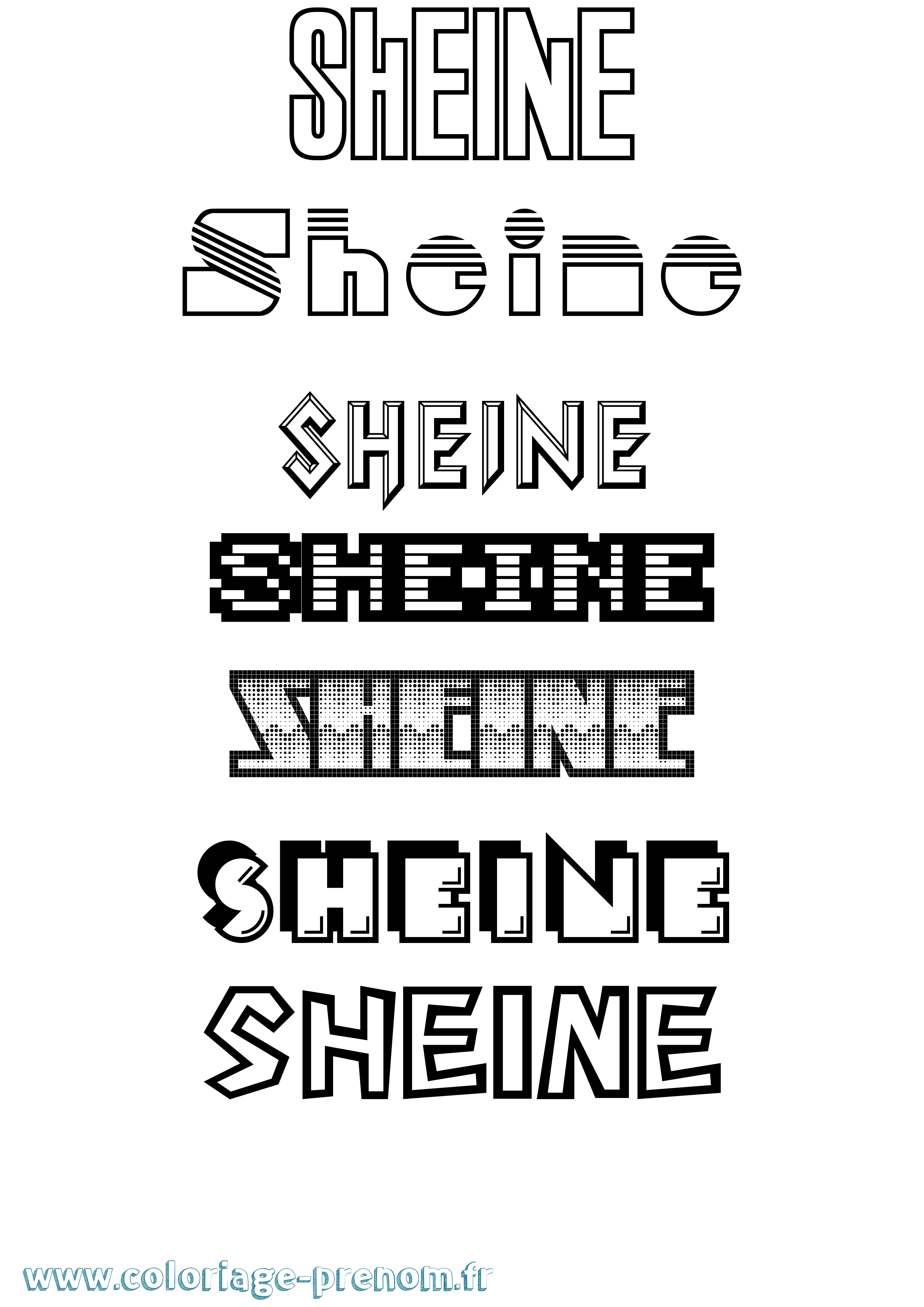 Coloriage prénom Sheine Jeux Vidéos
