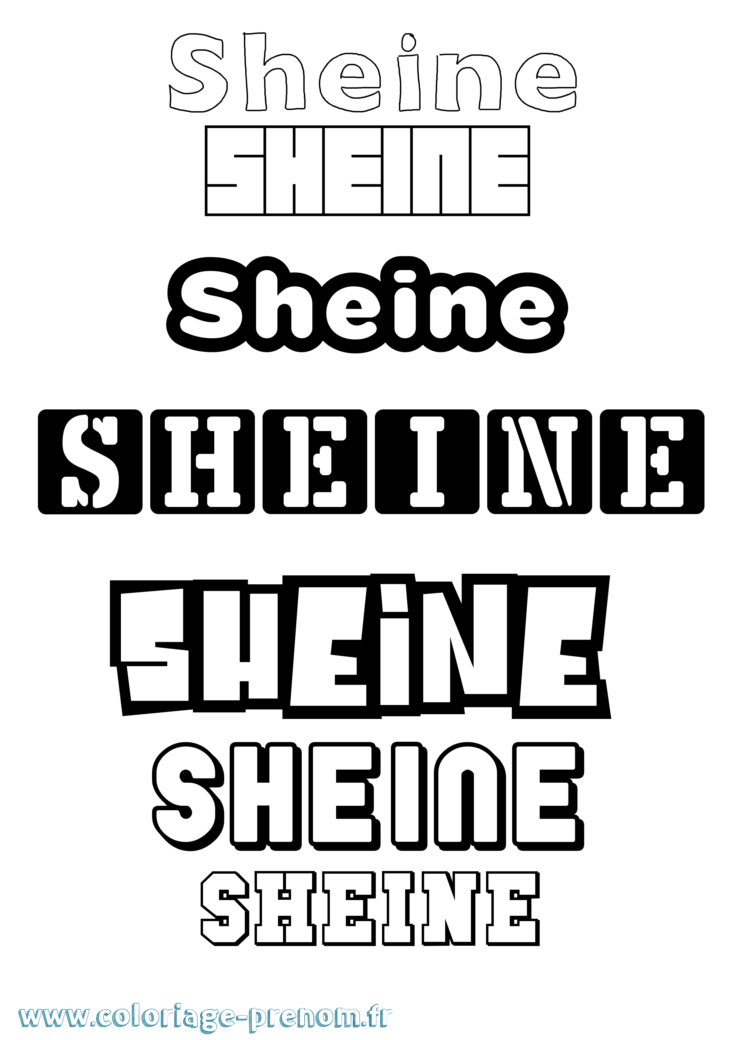 Coloriage prénom Sheine Simple