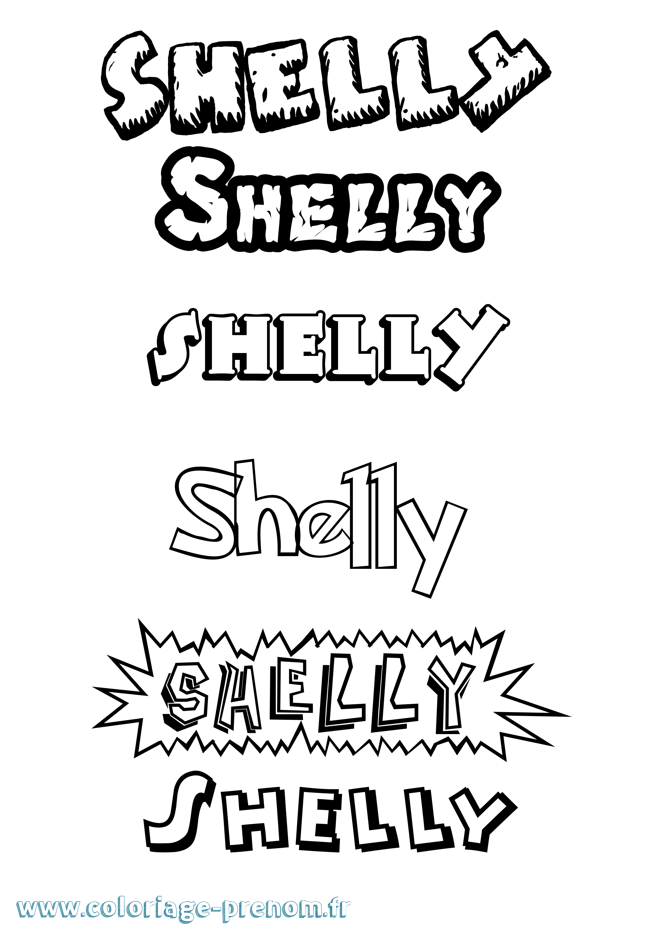 Coloriage Shelly Dessin Animé Coloriage prénom Shelly Dessin Animé