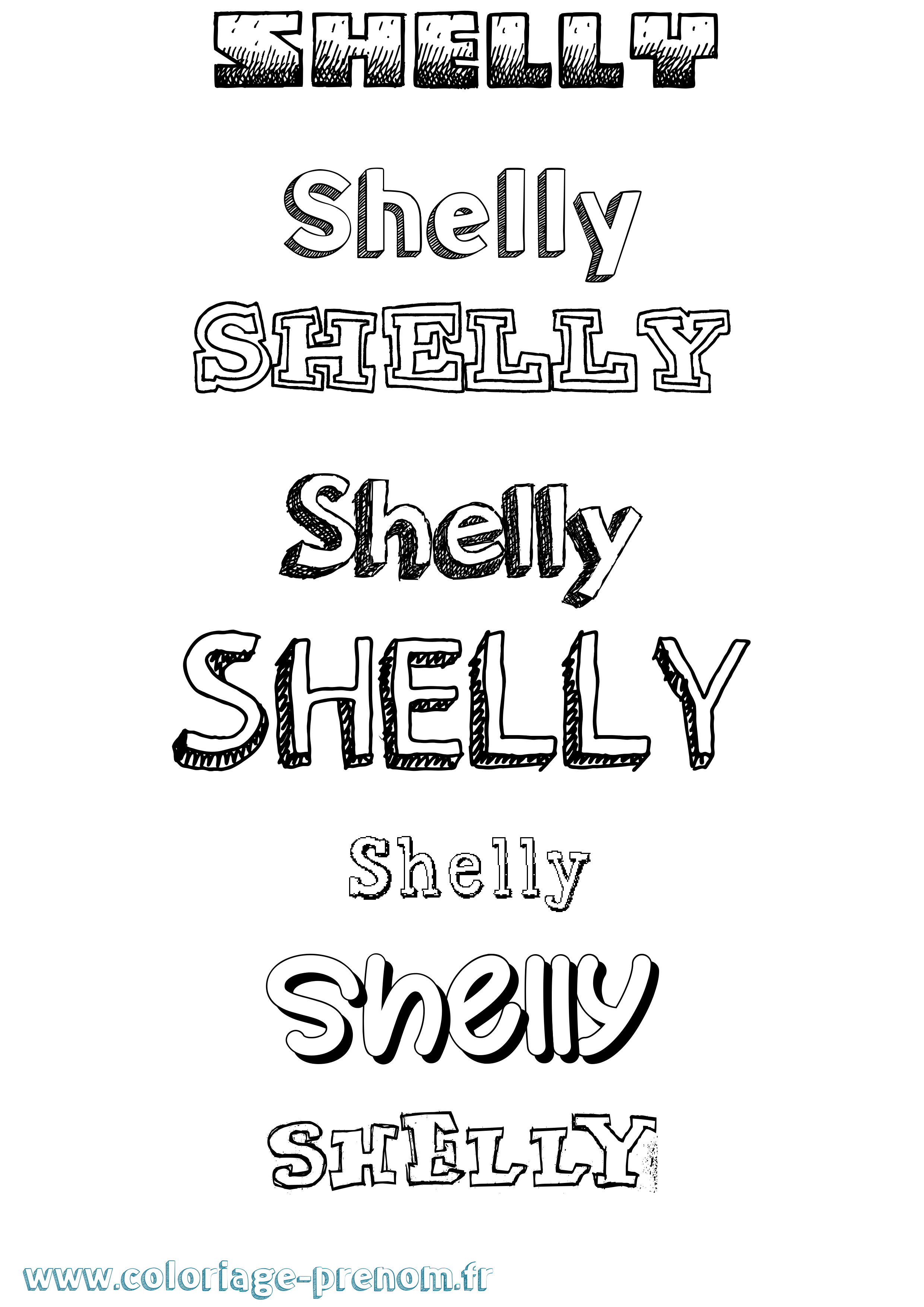 Coloriage Shelly Dessiné Coloriage prénom Shelly Dessiné