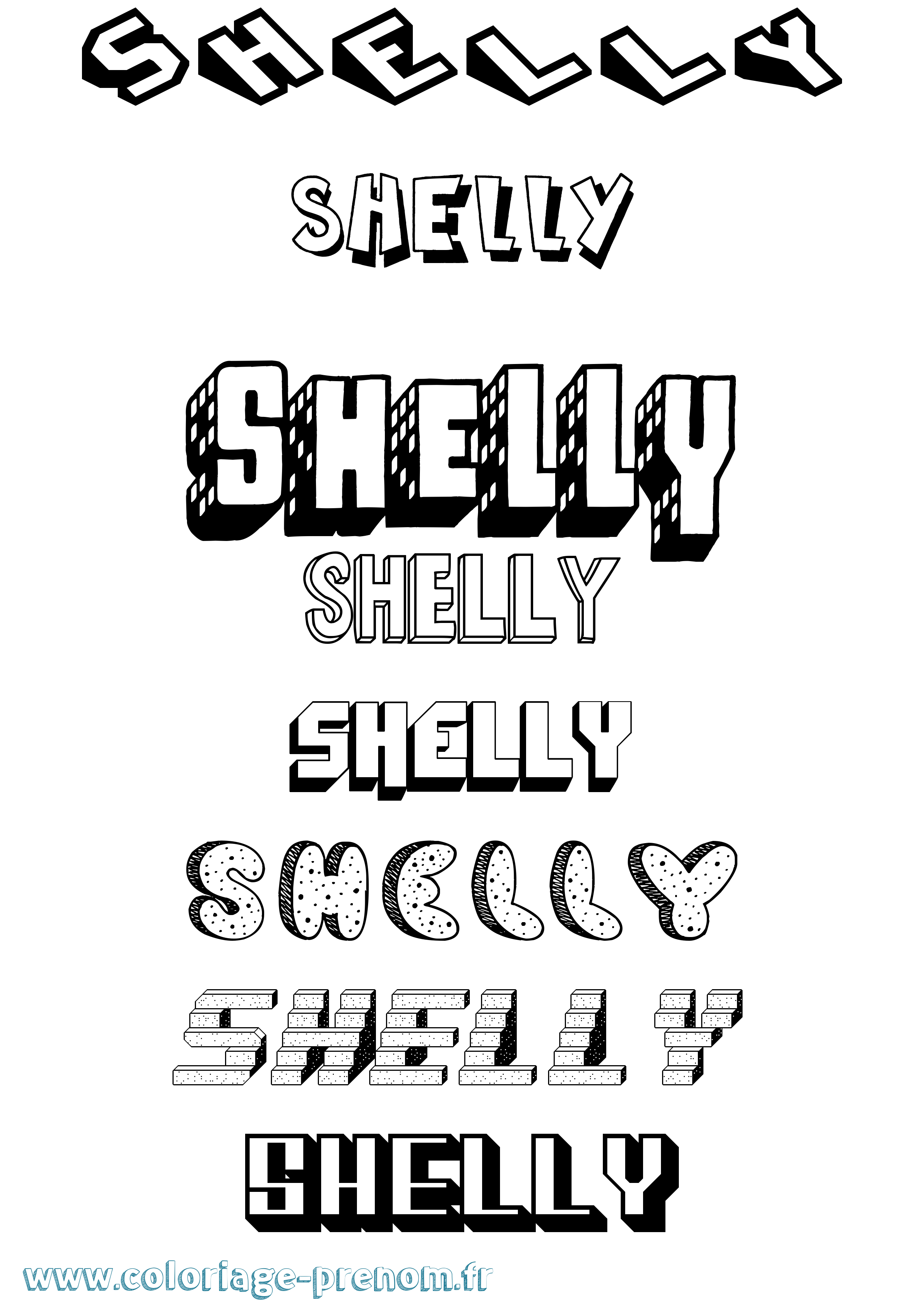 Coloriage Shelly Effet 3D Coloriage prénom Shelly Effet 3D