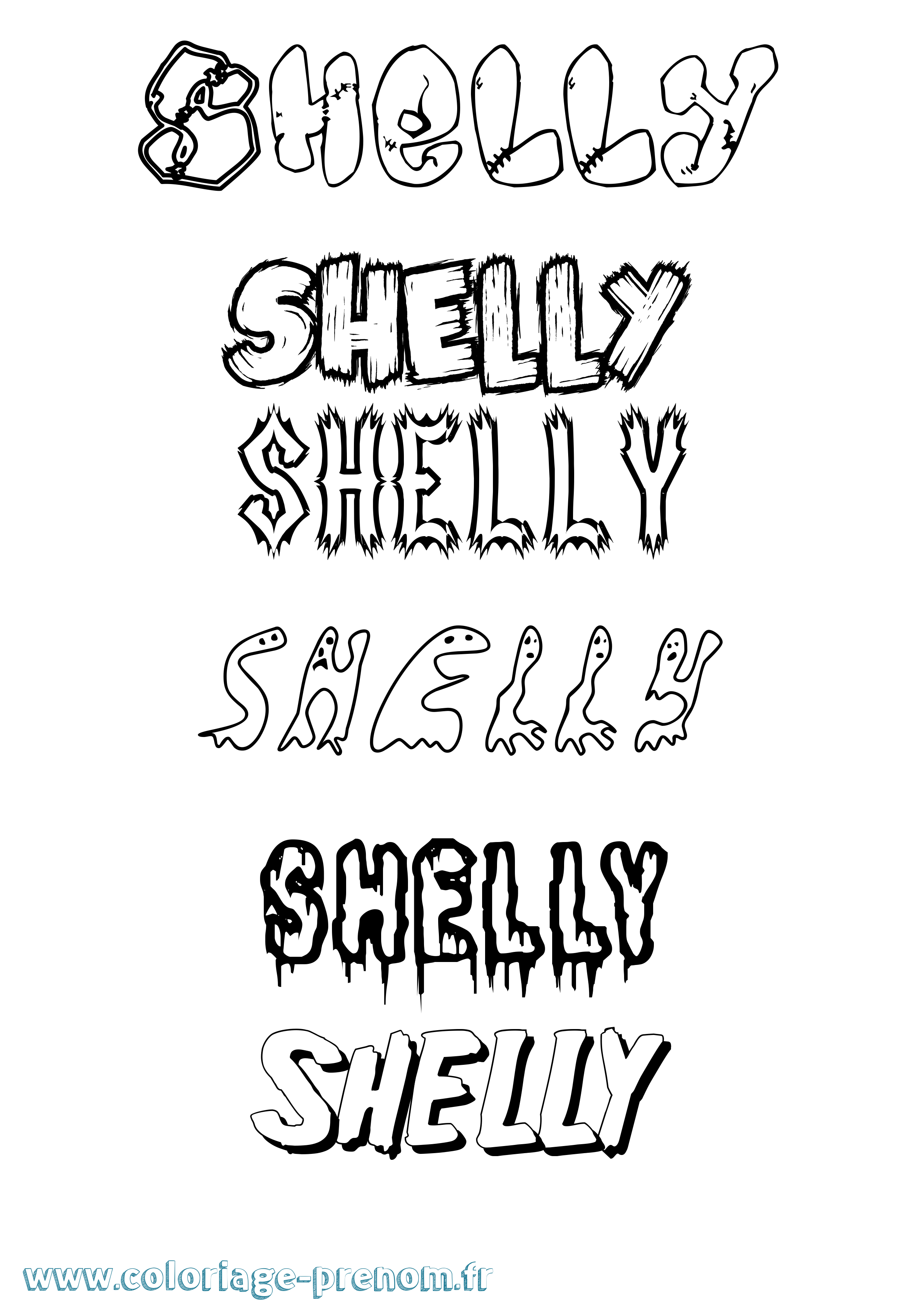 Coloriage prénom Shelly