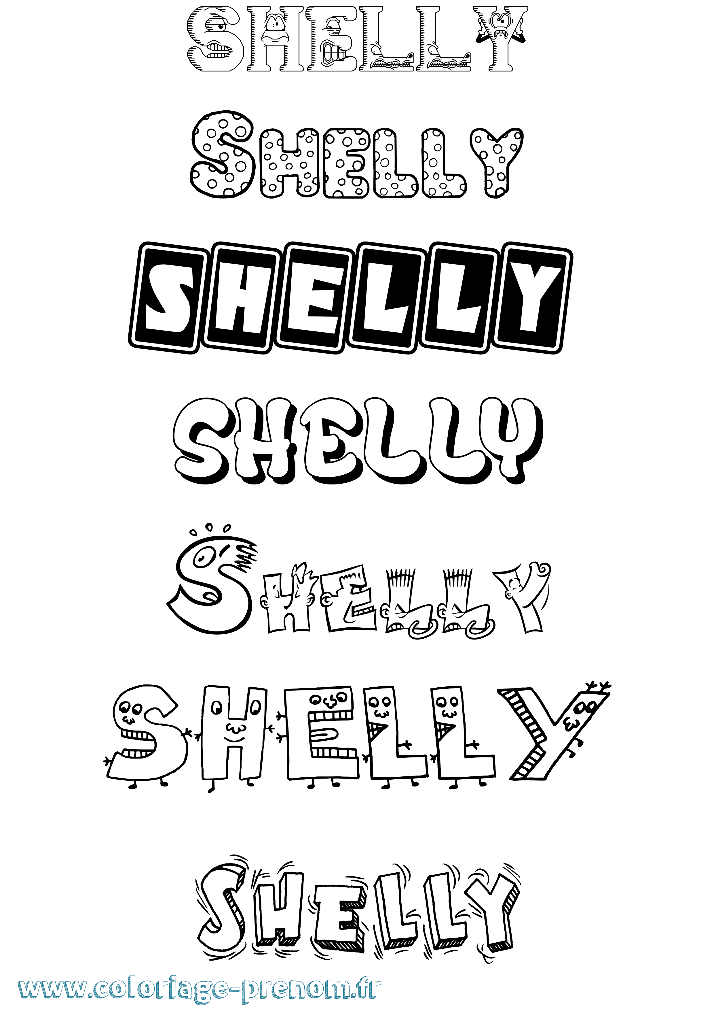 Coloriage prénom Shelly