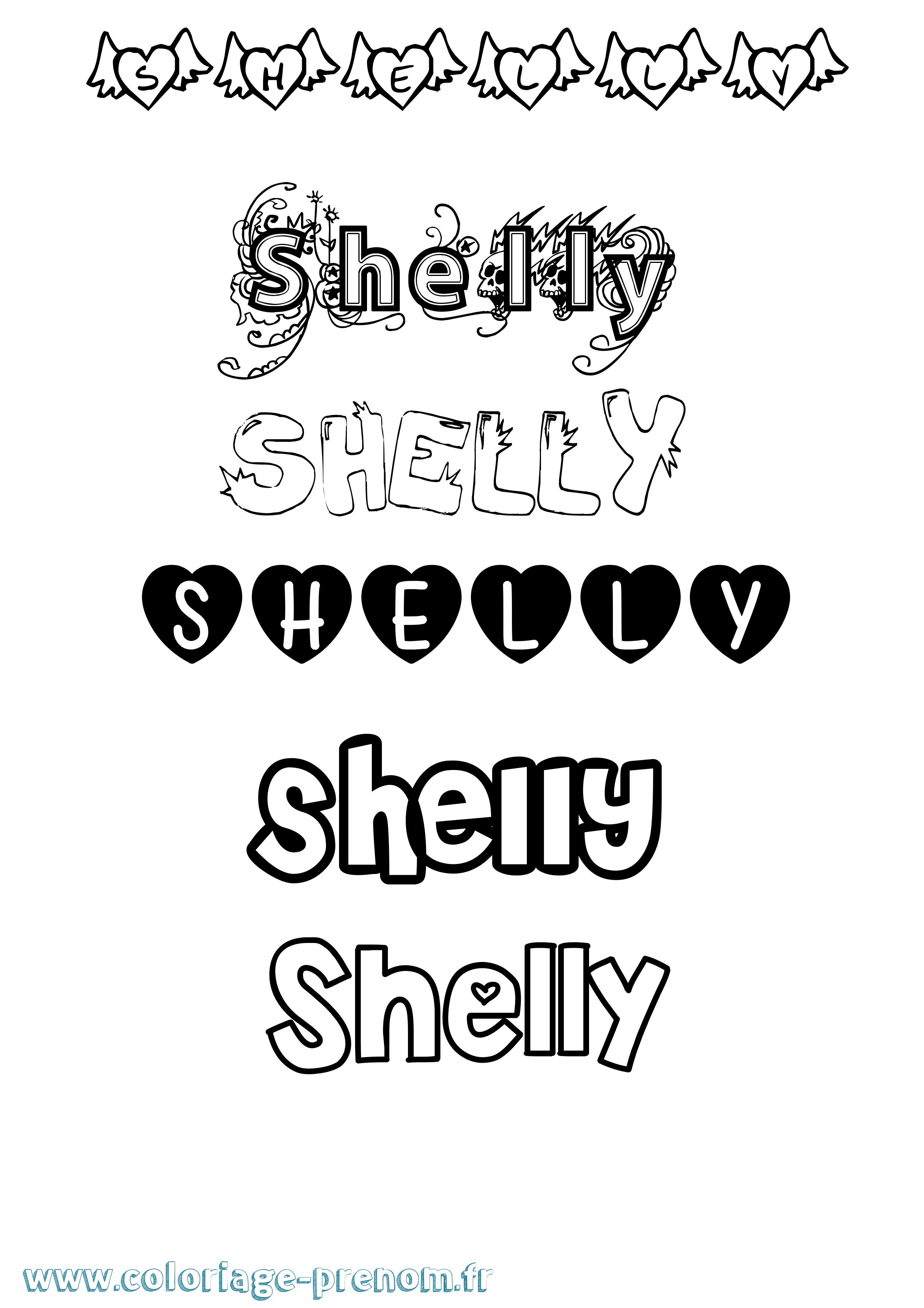 Coloriage Shelly Girly Coloriage prénom Shelly Girly