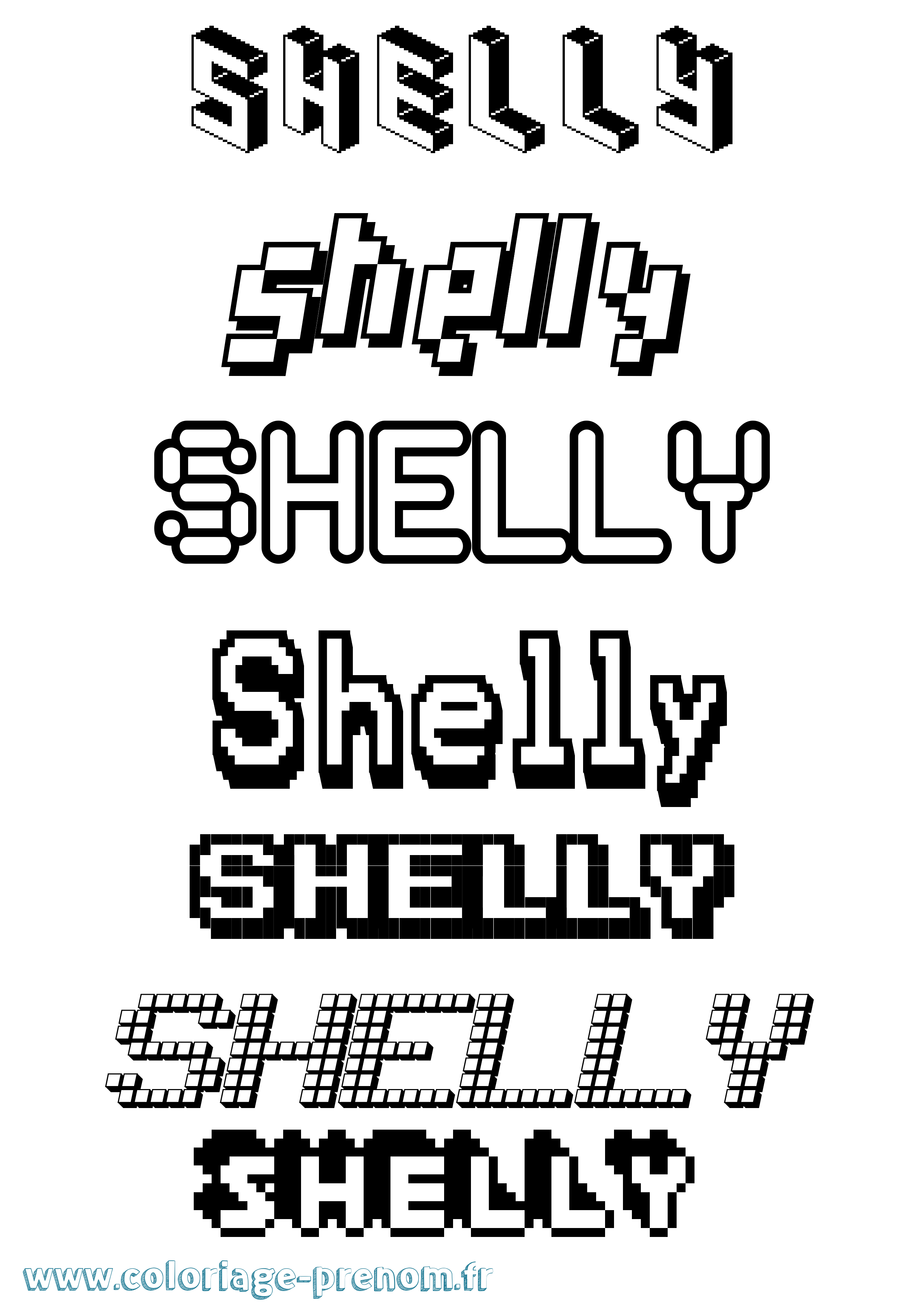 Coloriage Shelly Pixel Coloriage prénom Shelly Pixel