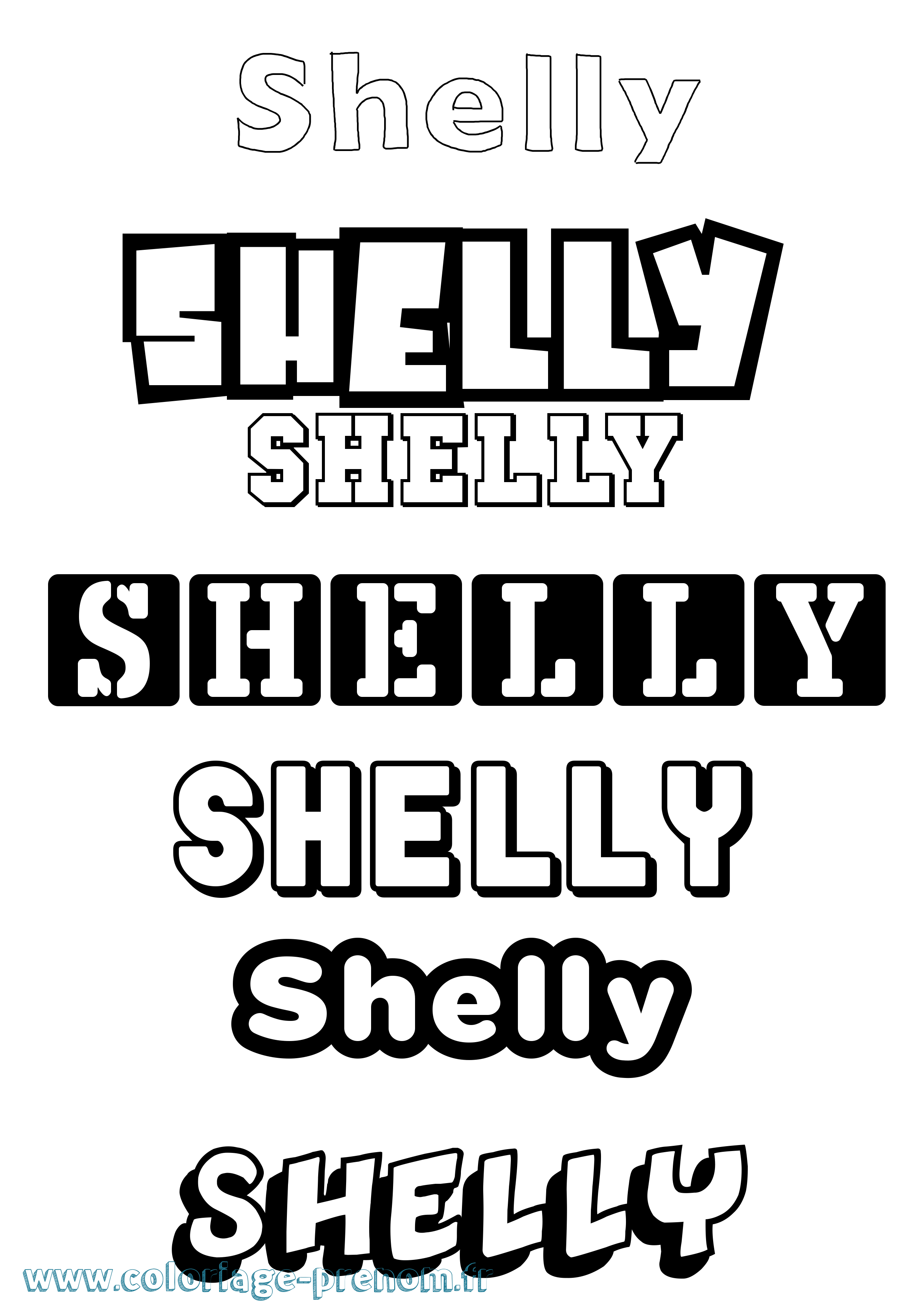 Coloriage Shelly Simple Coloriage prénom Shelly Simple