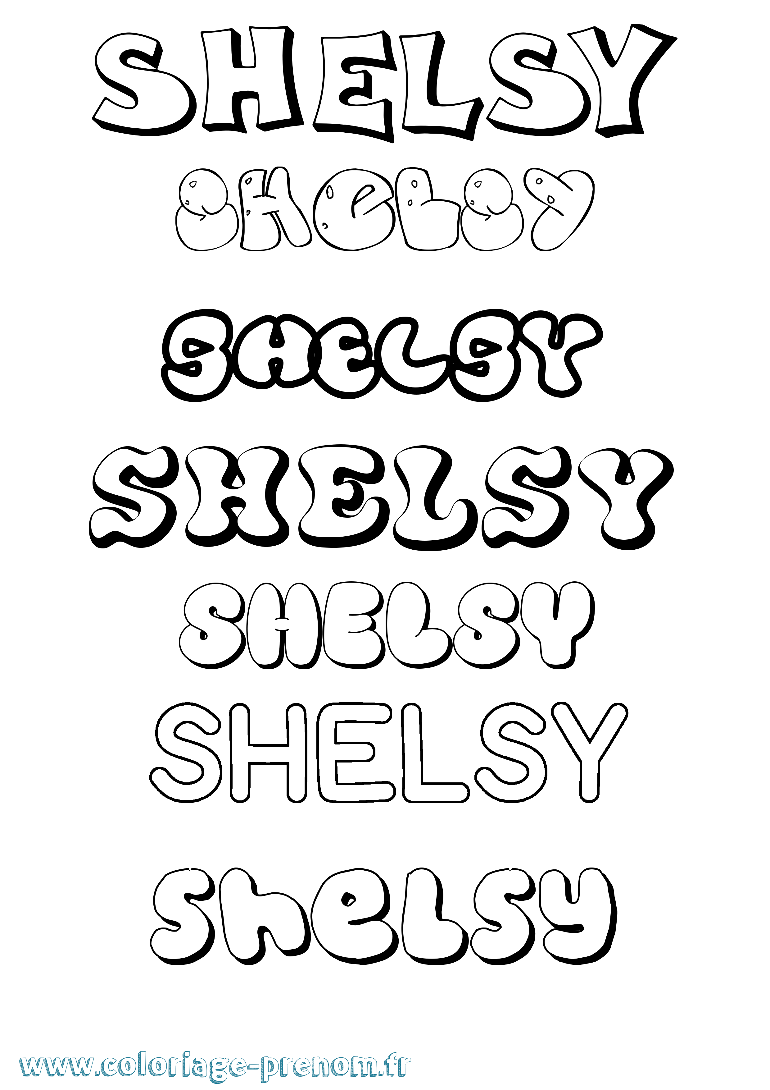 Coloriage prénom Shelsy Bubble