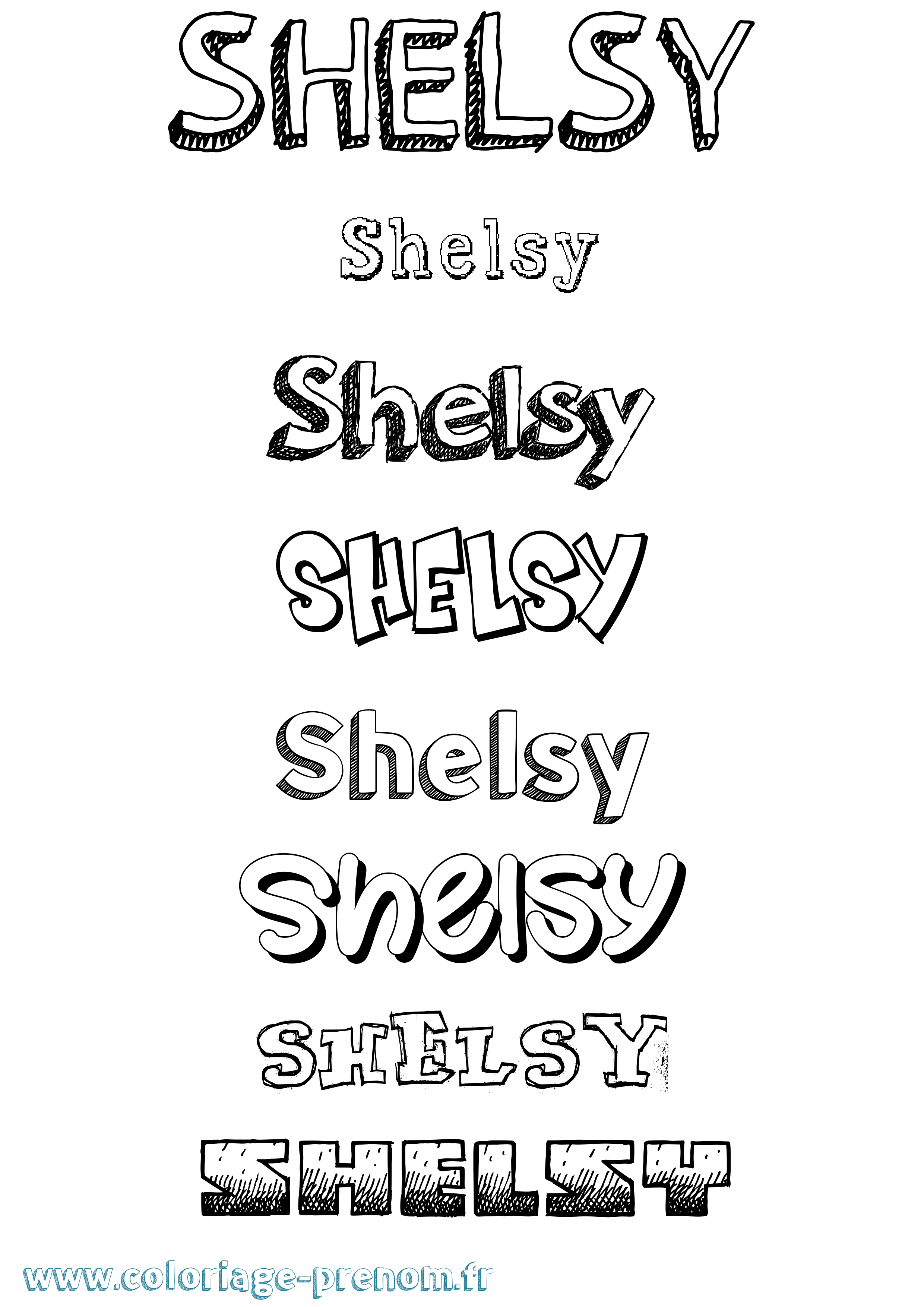 Coloriage prénom Shelsy Dessiné