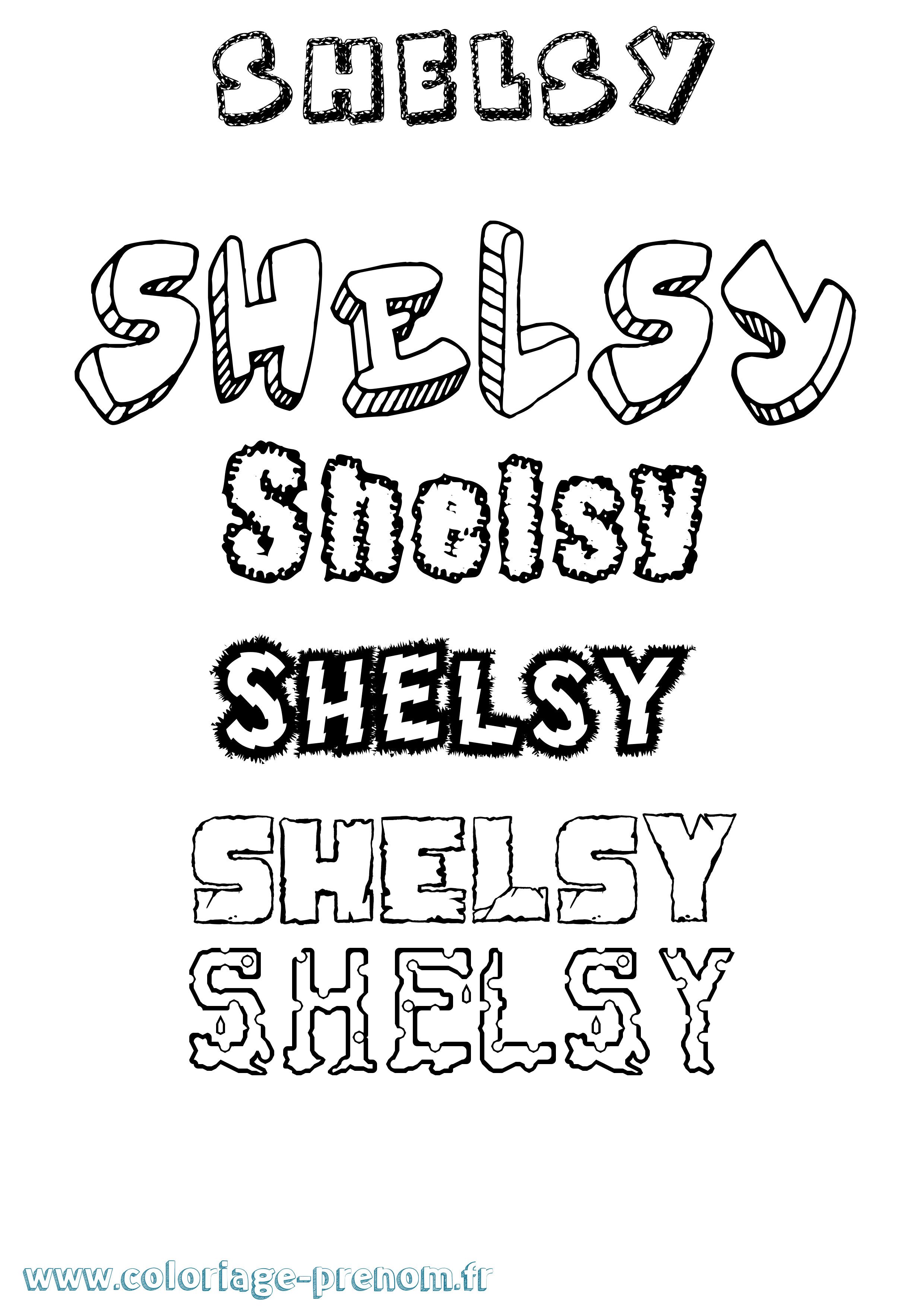 Coloriage prénom Shelsy Destructuré