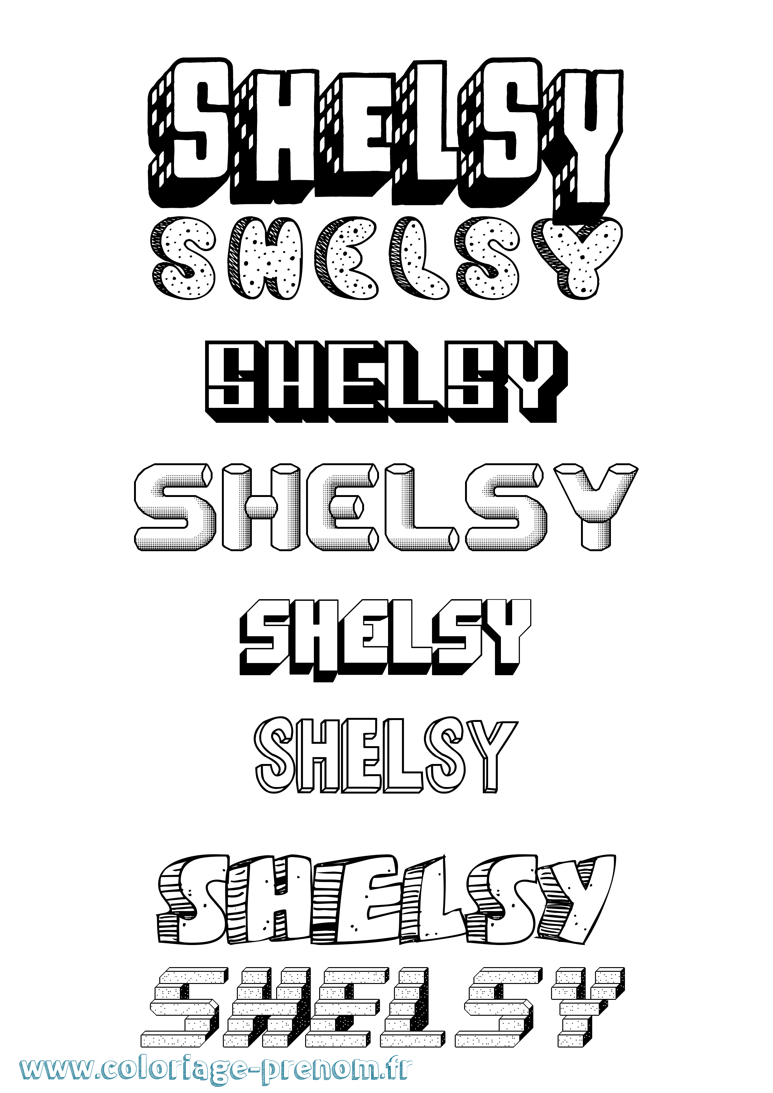 Coloriage prénom Shelsy Effet 3D