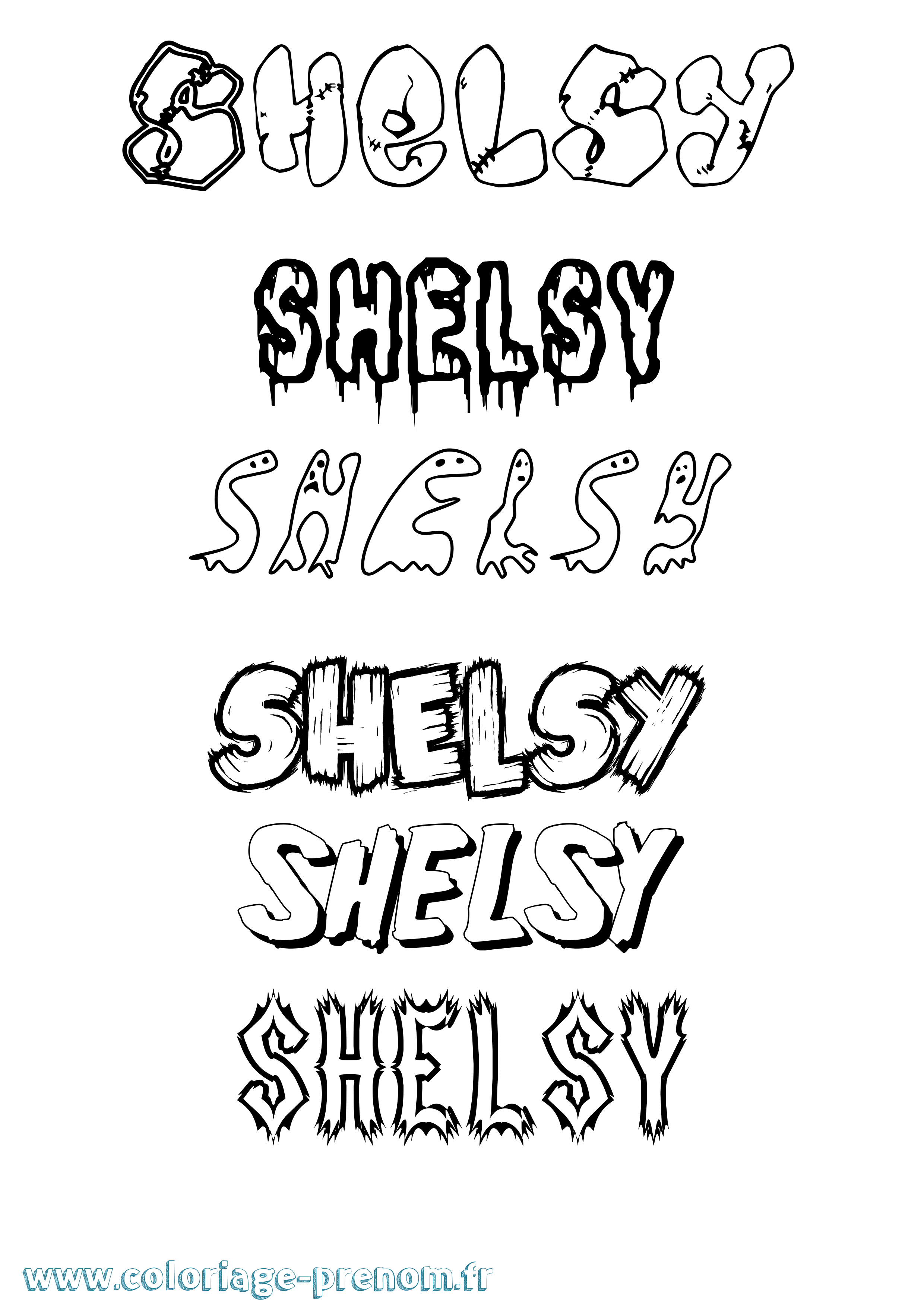 Coloriage prénom Shelsy Frisson