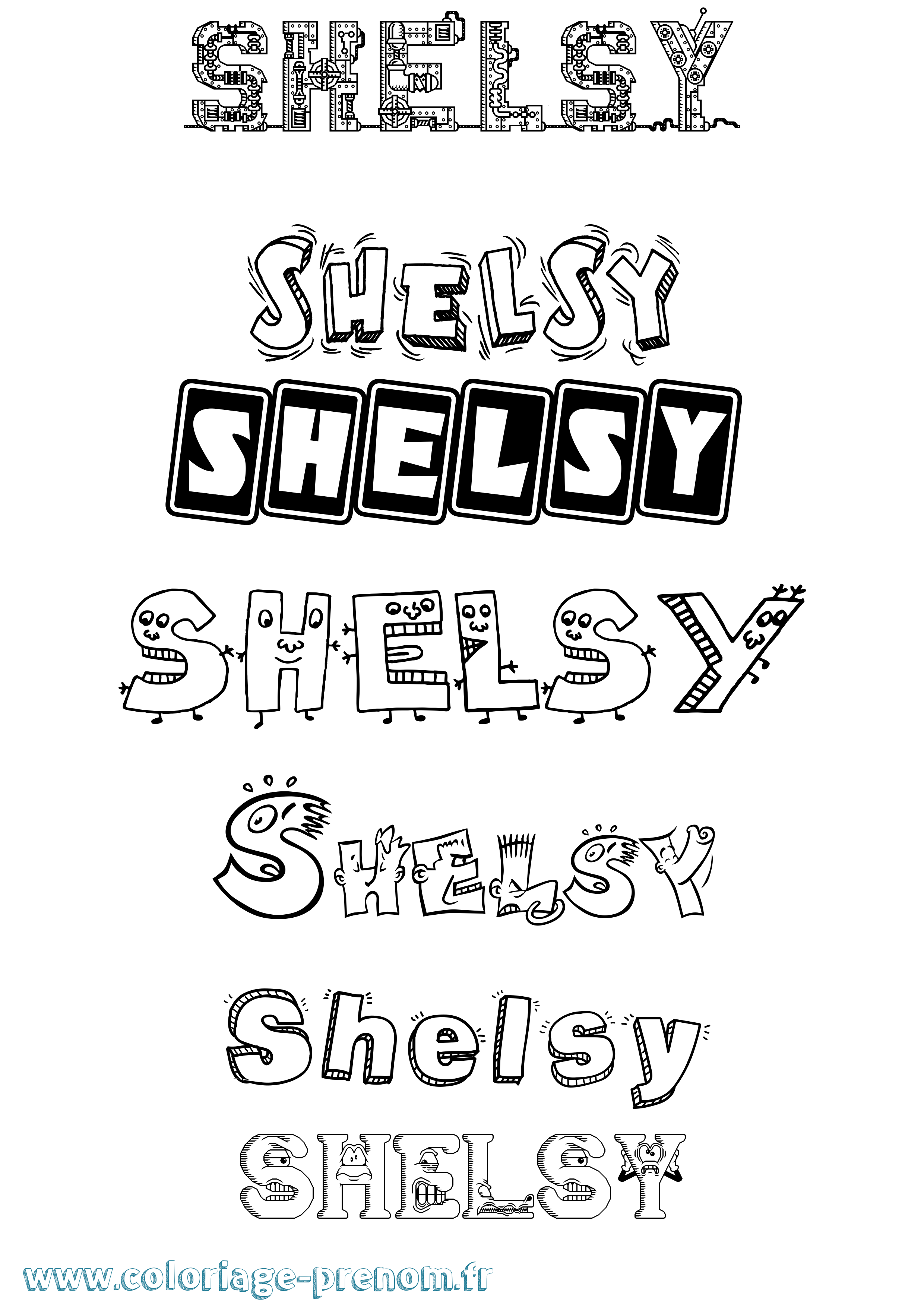 Coloriage prénom Shelsy Fun