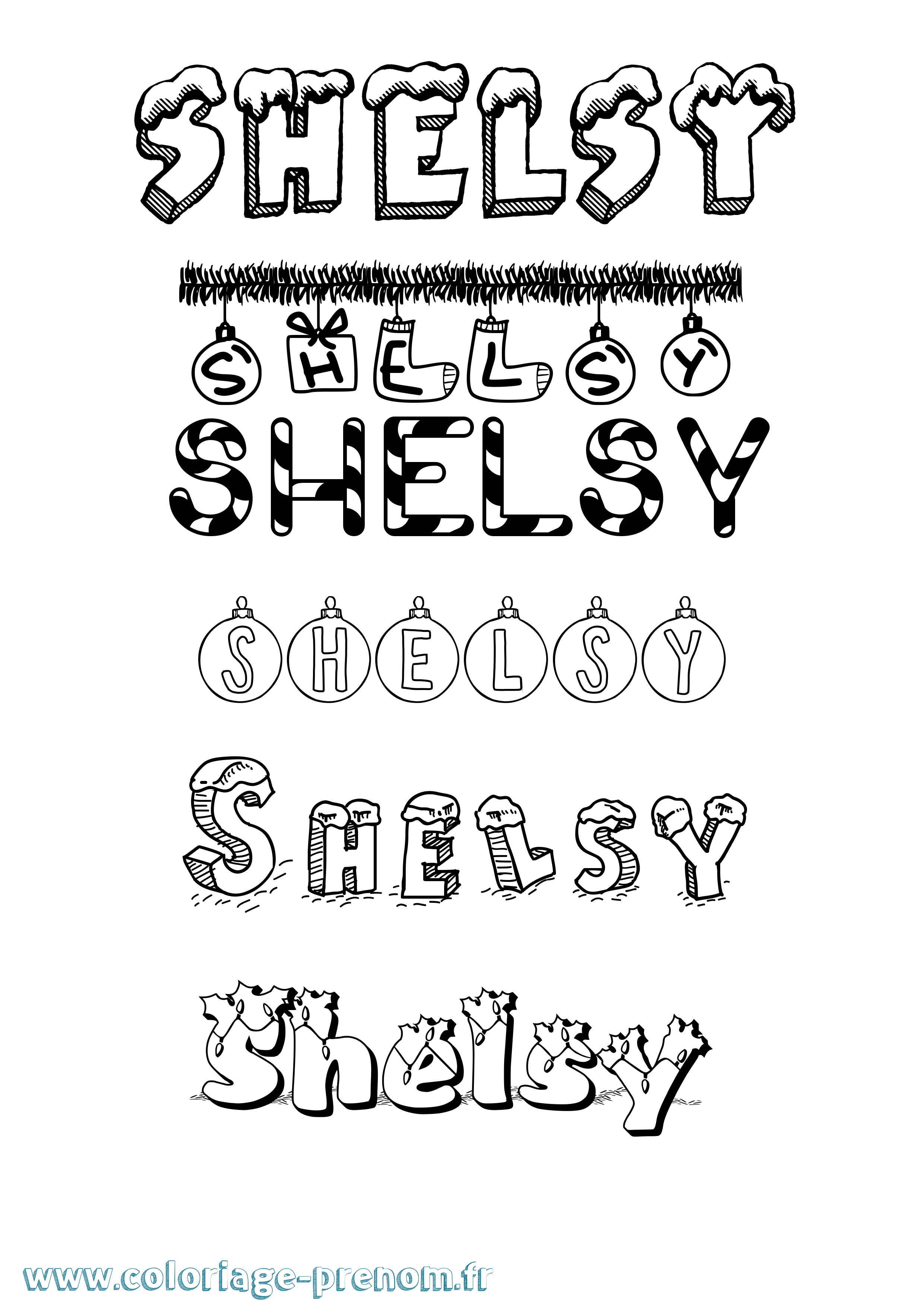 Coloriage prénom Shelsy Noël